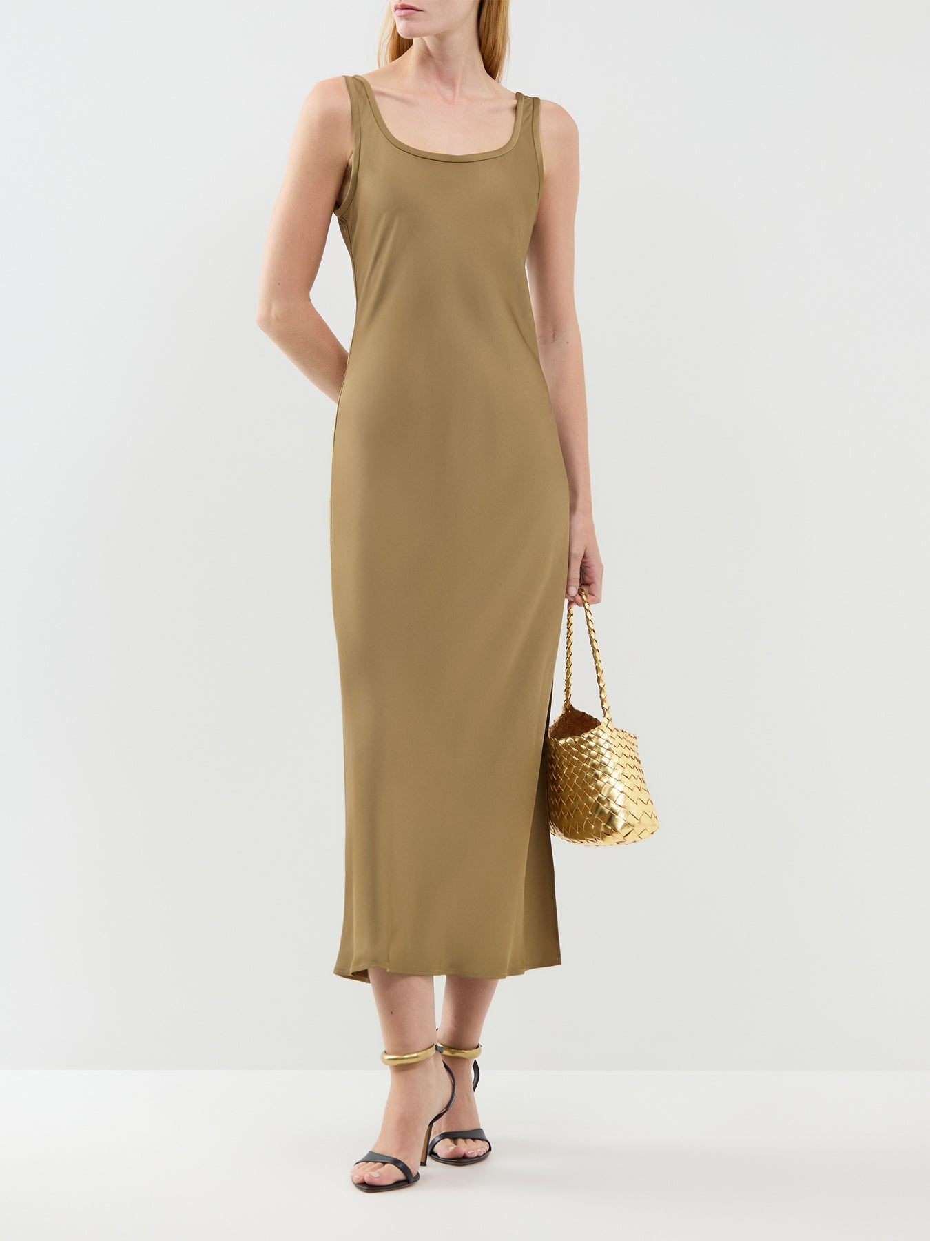 Oliato Midi Slip Dress Oil Green