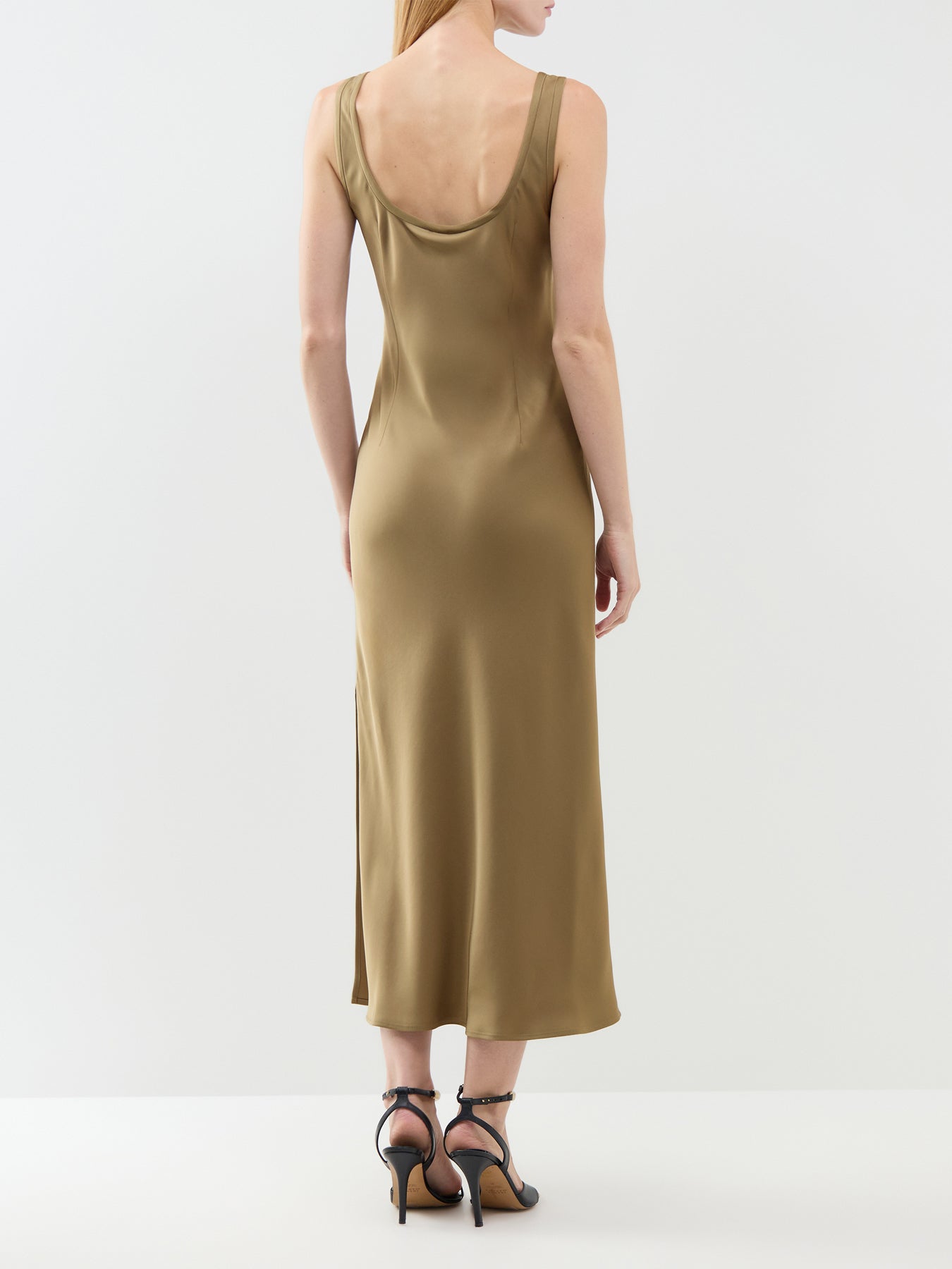 Oliato Midi Slip Dress Oil Green