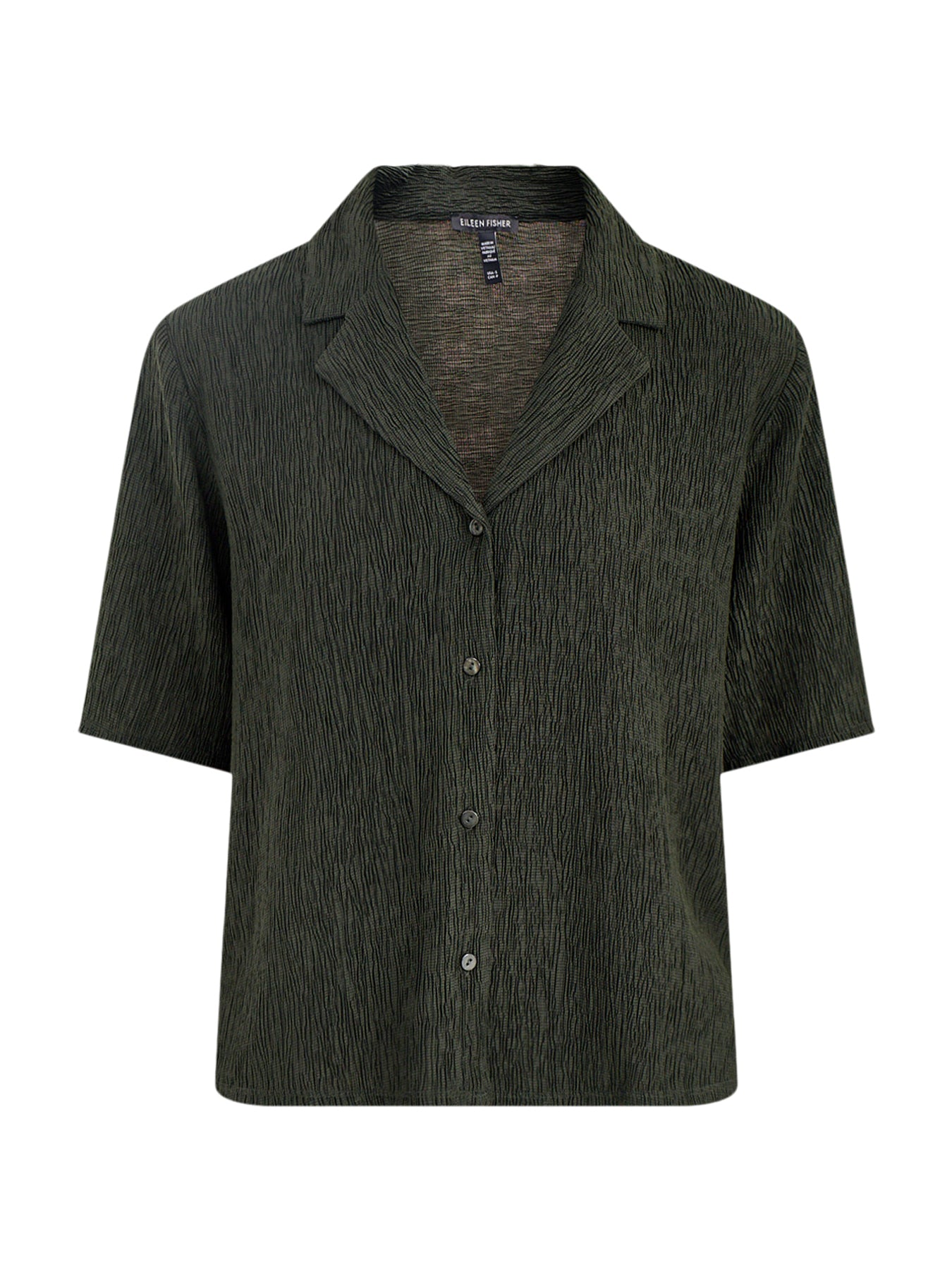 Notch Collar Elbow Sleeve Shirt Green