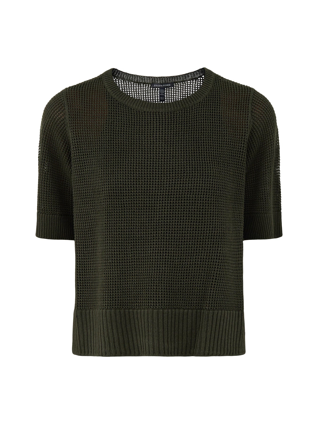 Organic Linen & Cotton Short-Sleeved Sweater - Seaweed
