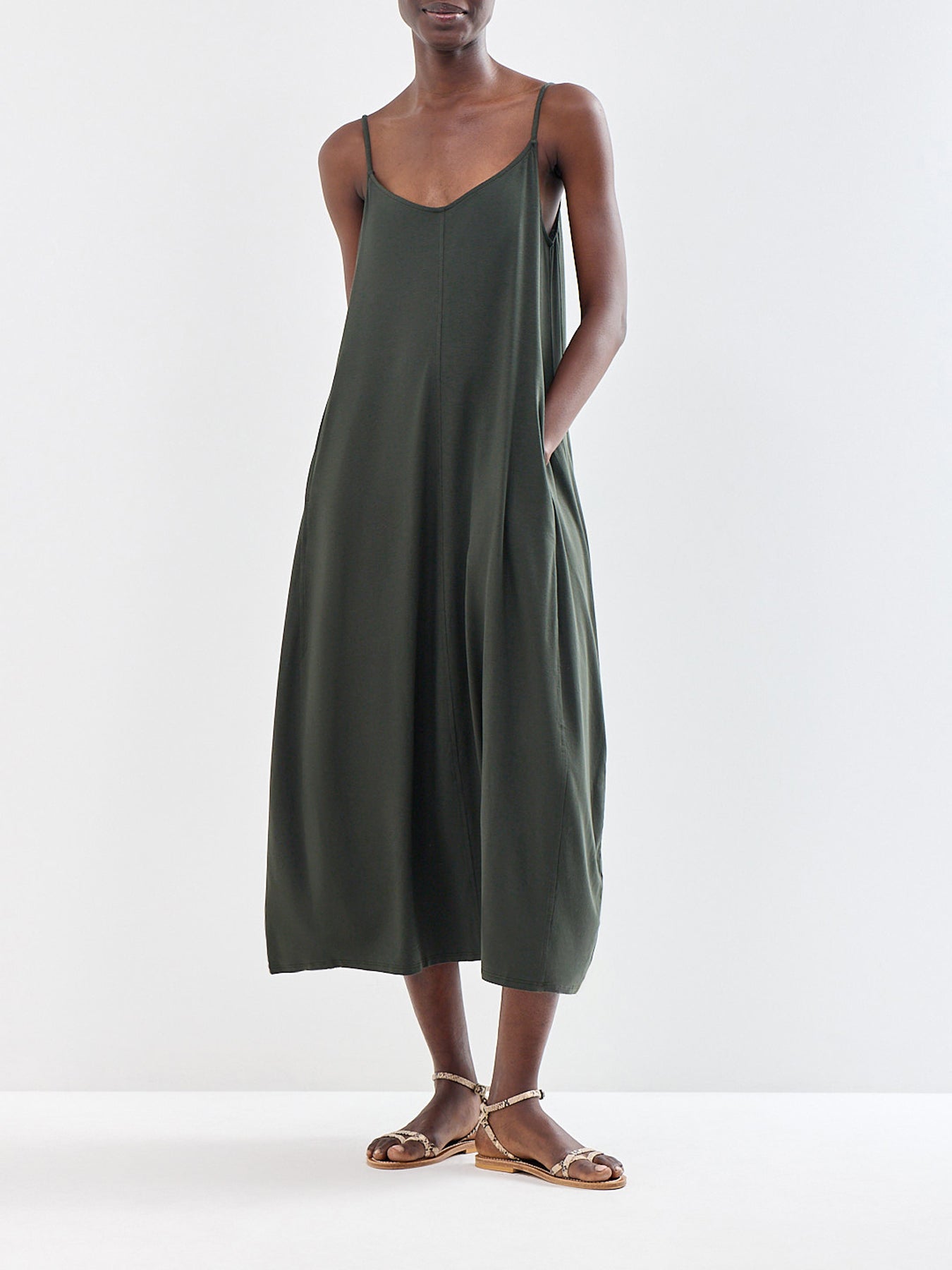 Lantern Cami Midi Dress Green