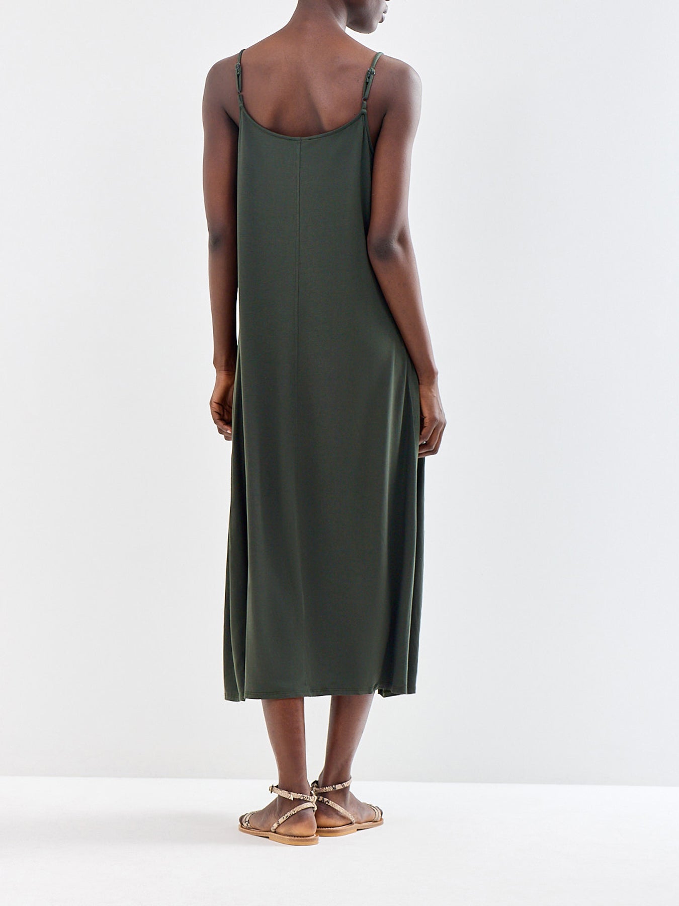 Lantern Cami Midi Dress Green