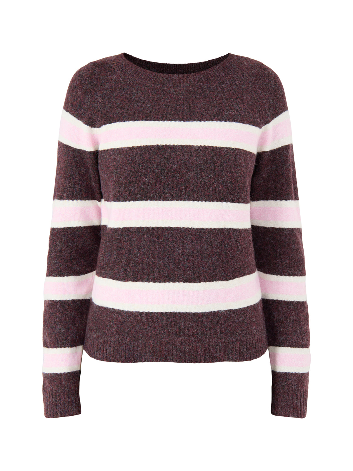 Doffy Striped Long Sleeve Round Neck Top