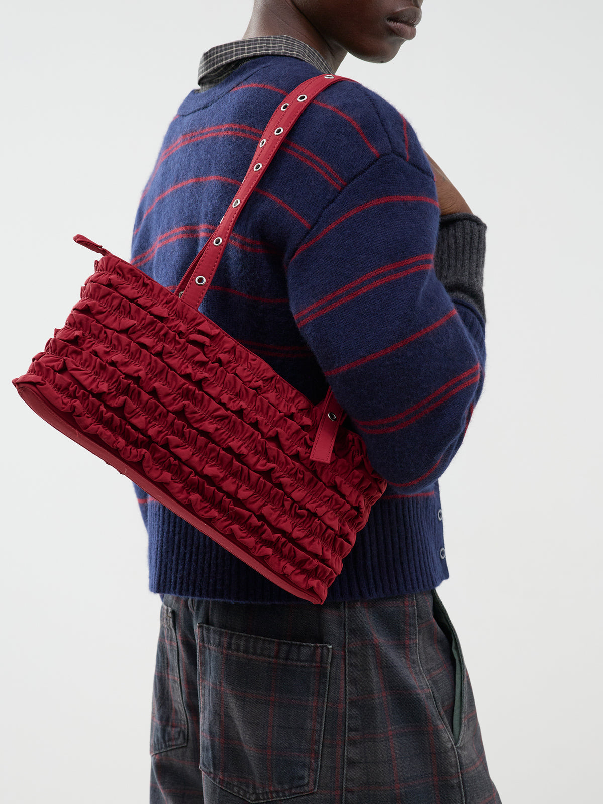 Sophia Ruffle Tote Bag – Red