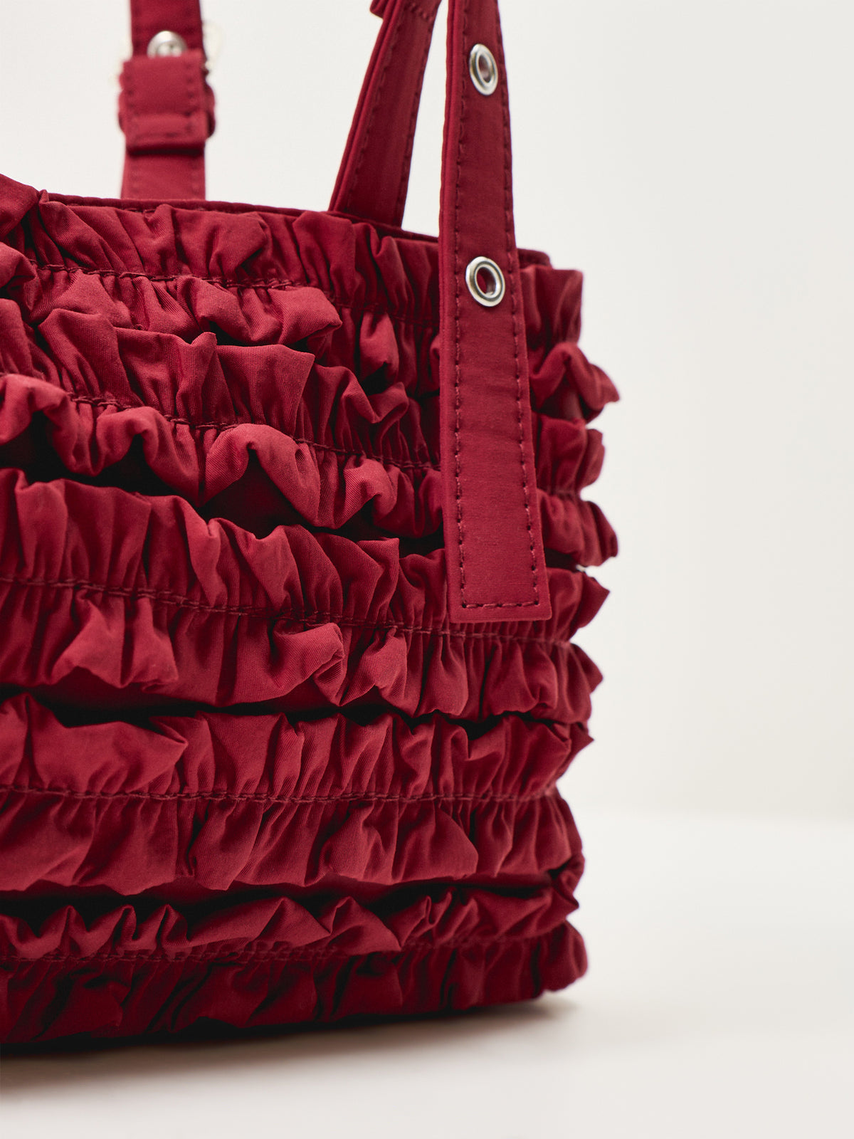 Sophia Ruffle Tote Bag – Red