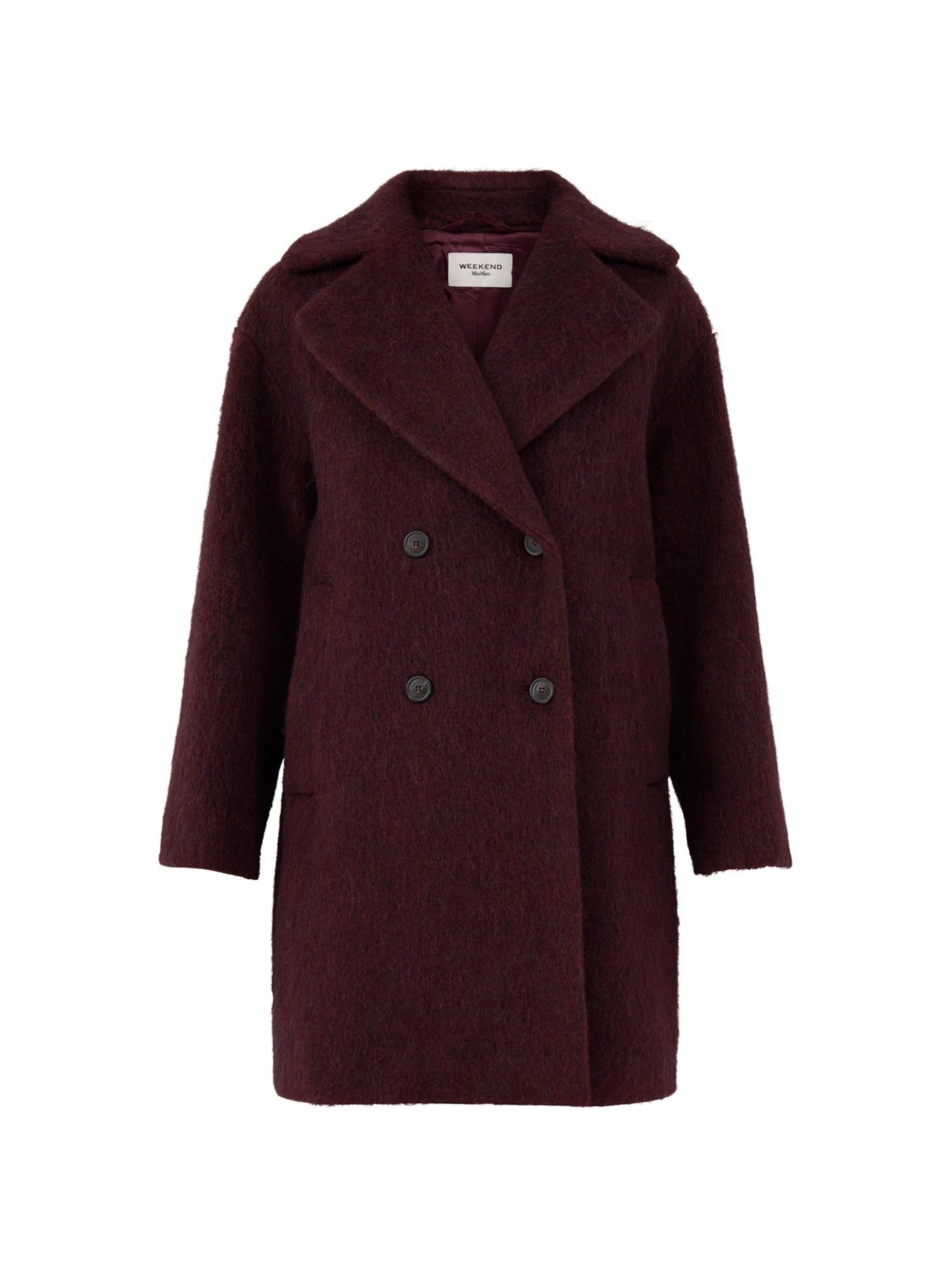 Virgin Wool, Mohair & Alpaca Blend Accento Coat - Bordeaux