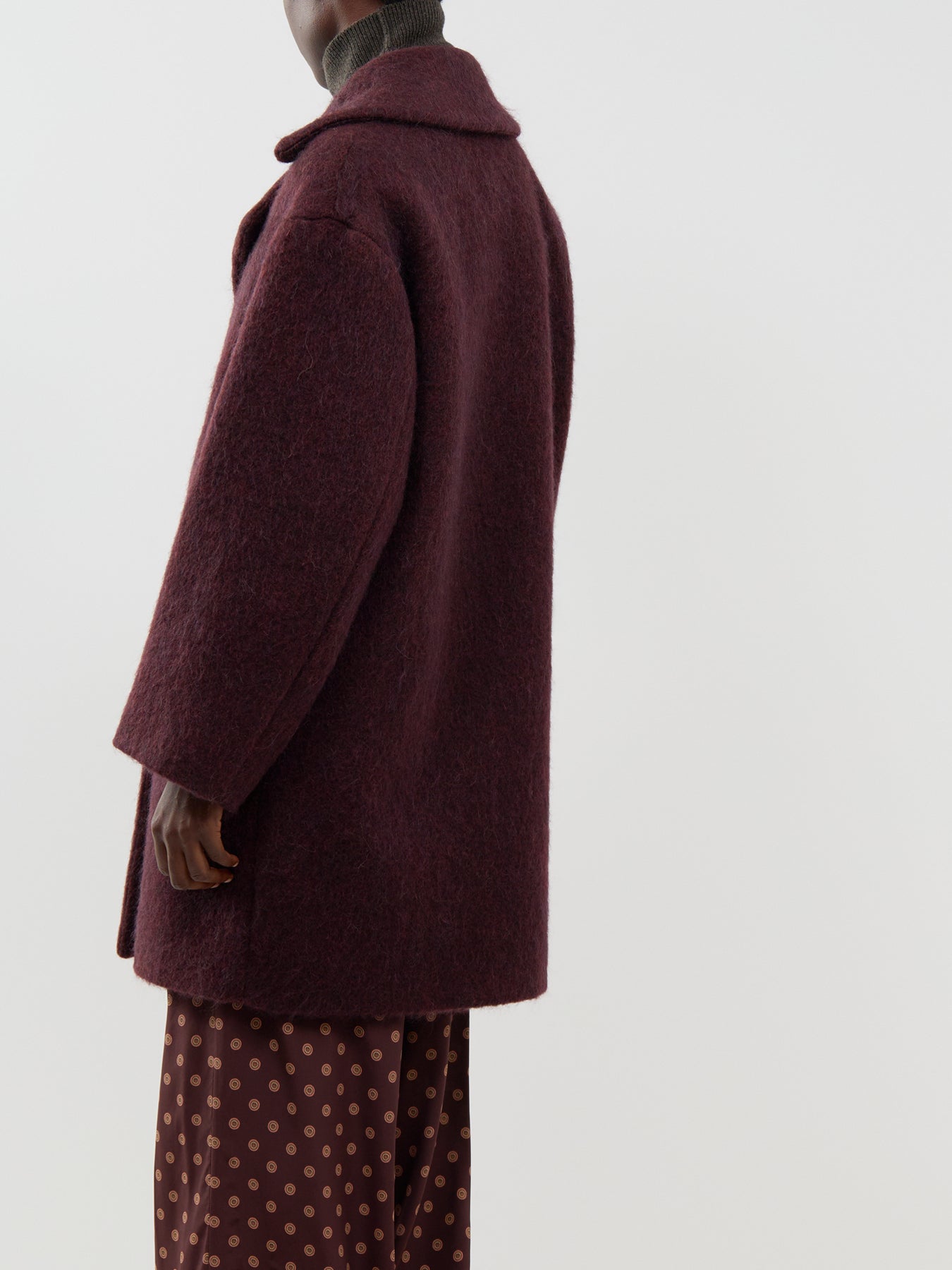 Virgin Wool, Mohair & Alpaca Blend Accento Coat - Bordeaux