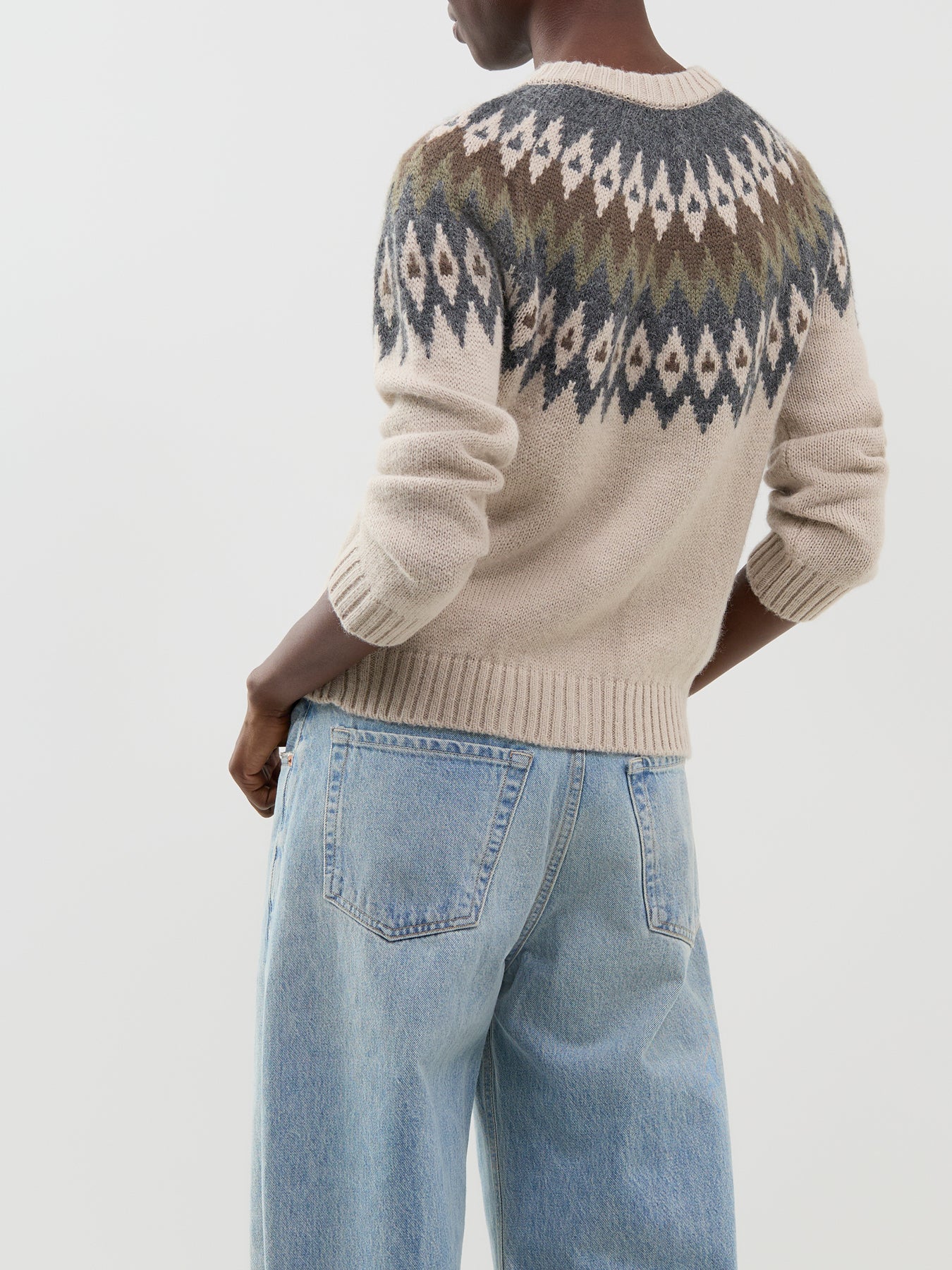 Alpaca & Wool Blend Targa Cardigan - Beige Jacquard