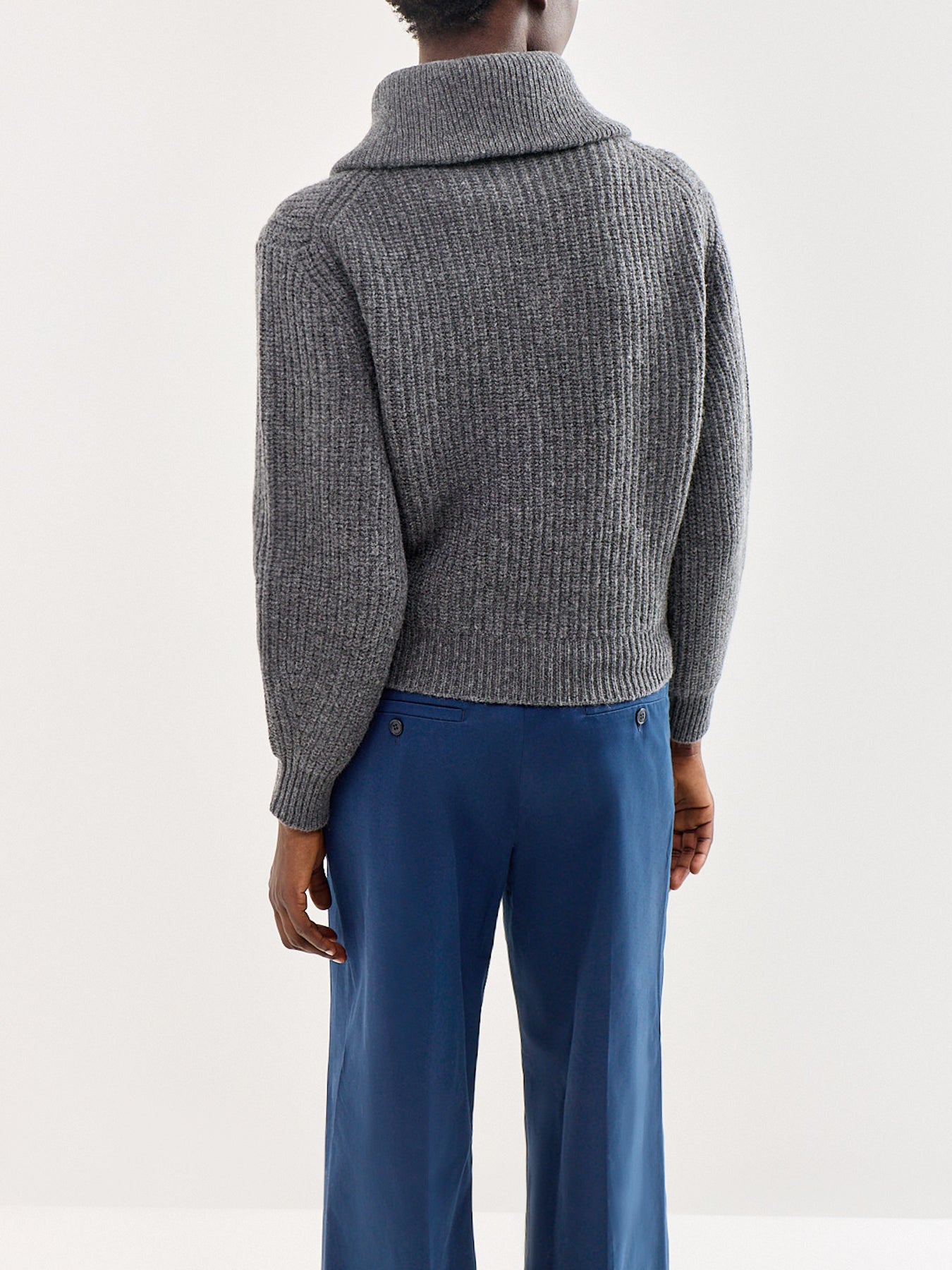 Laser Wool Zip Neck Jumper Grey