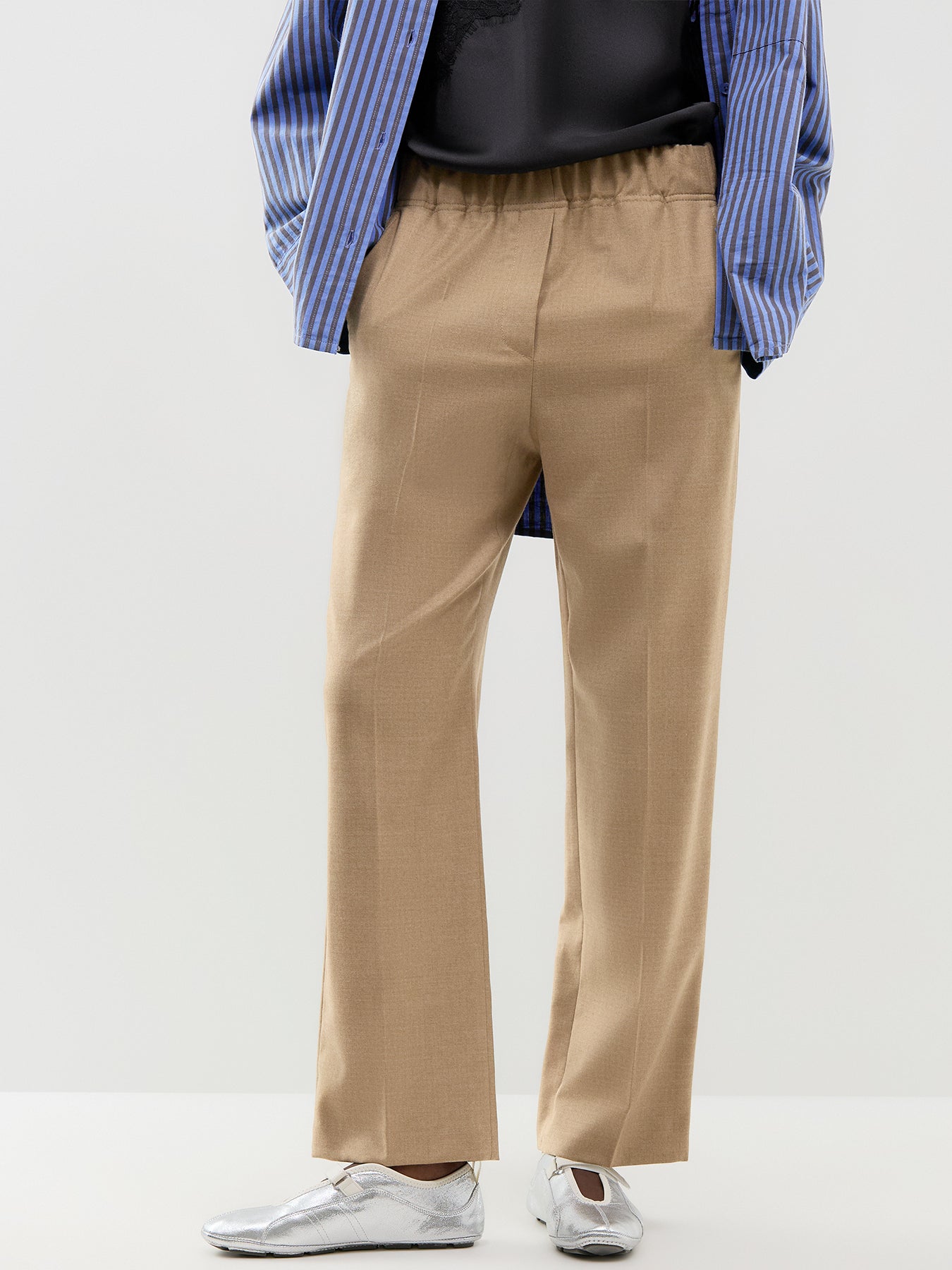 Virgin Wool Hateley Tailored Trousers - Camel