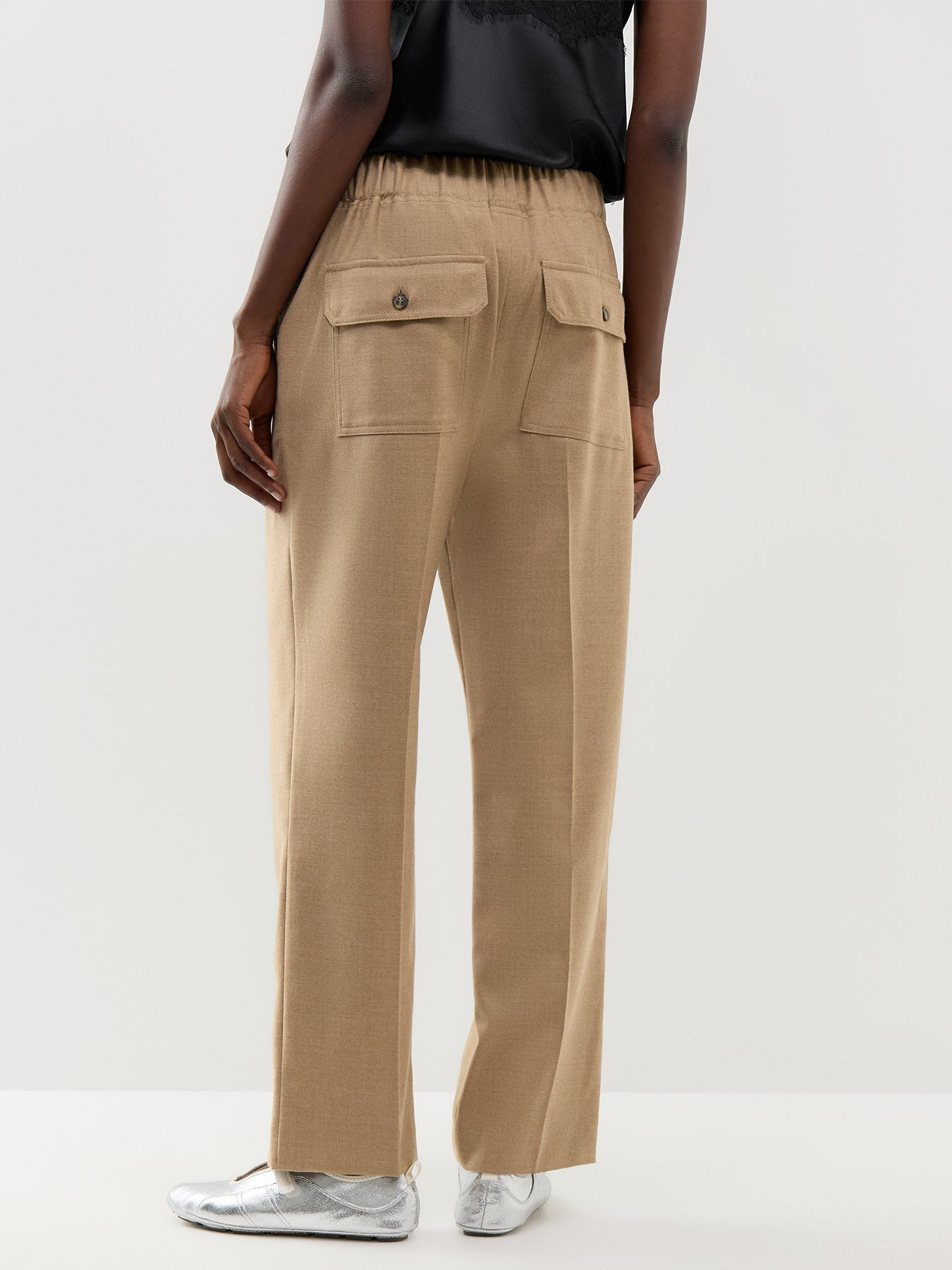 Virgin Wool Hateley Tailored Trousers - Camel