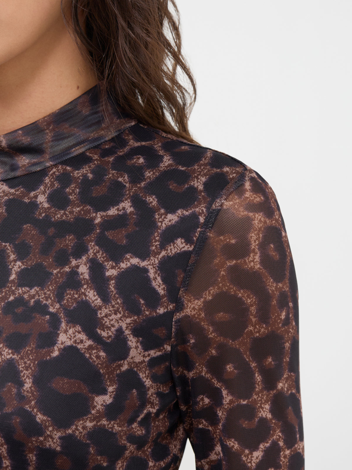 Erica Mesh Long Sleeve Top – Leopard Print