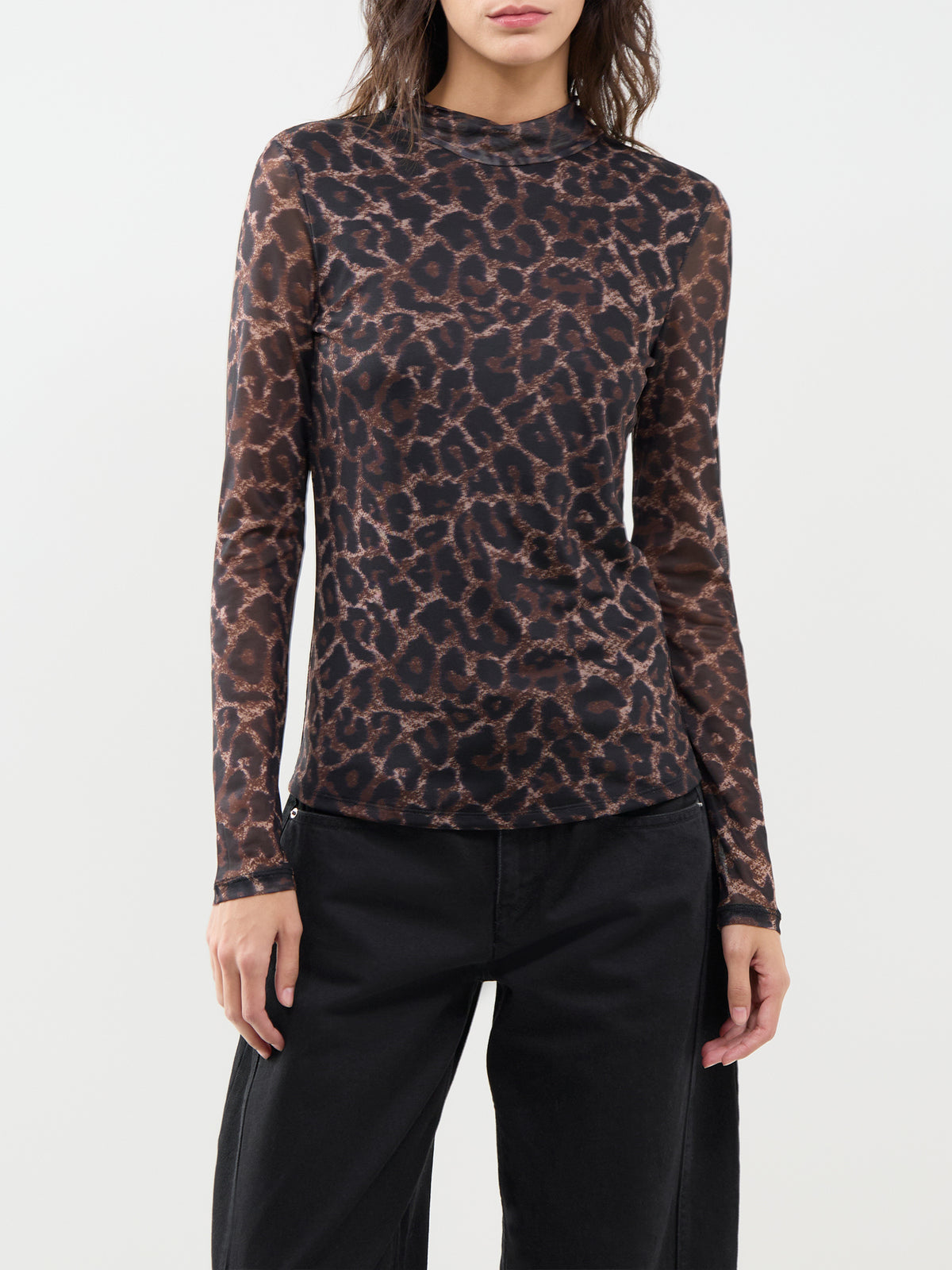 Erica Mesh Long Sleeve Top – Leopard Print