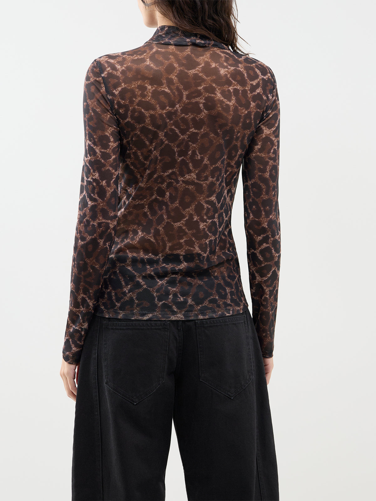 Erica Mesh Long Sleeve Top – Leopard Print