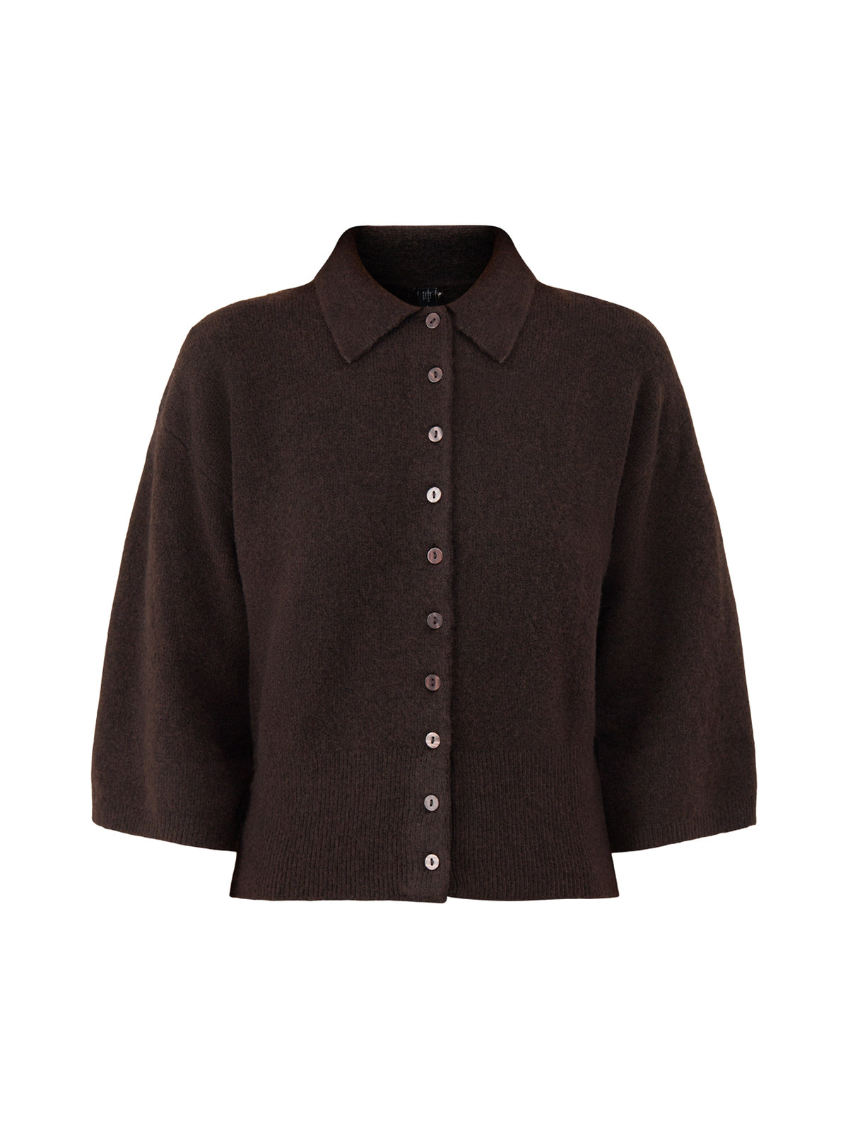 Macey Polo Cardigan – Coffee Bean Melange