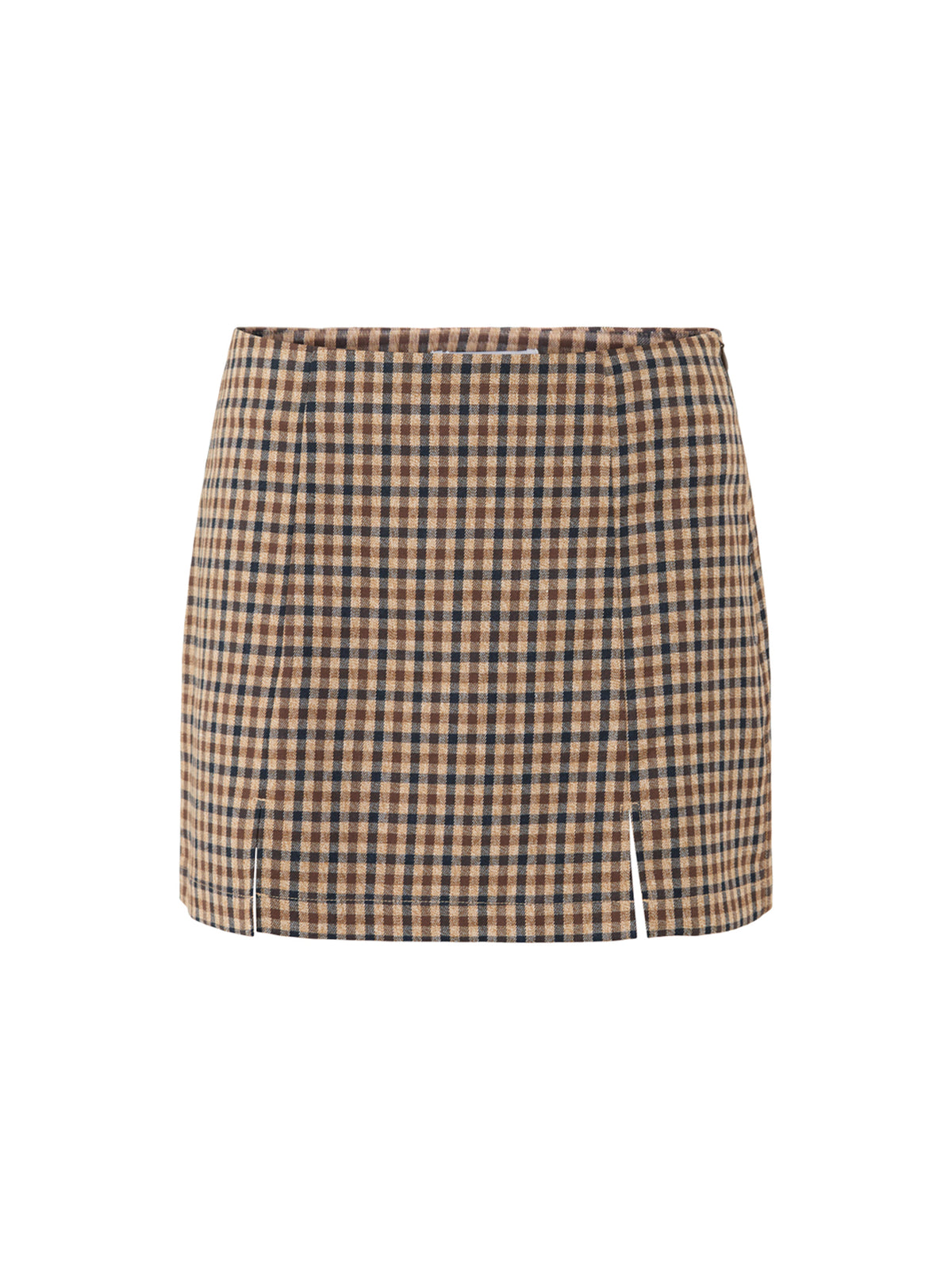 Violetta Check Slit Mini Skirt – Brown & Navy