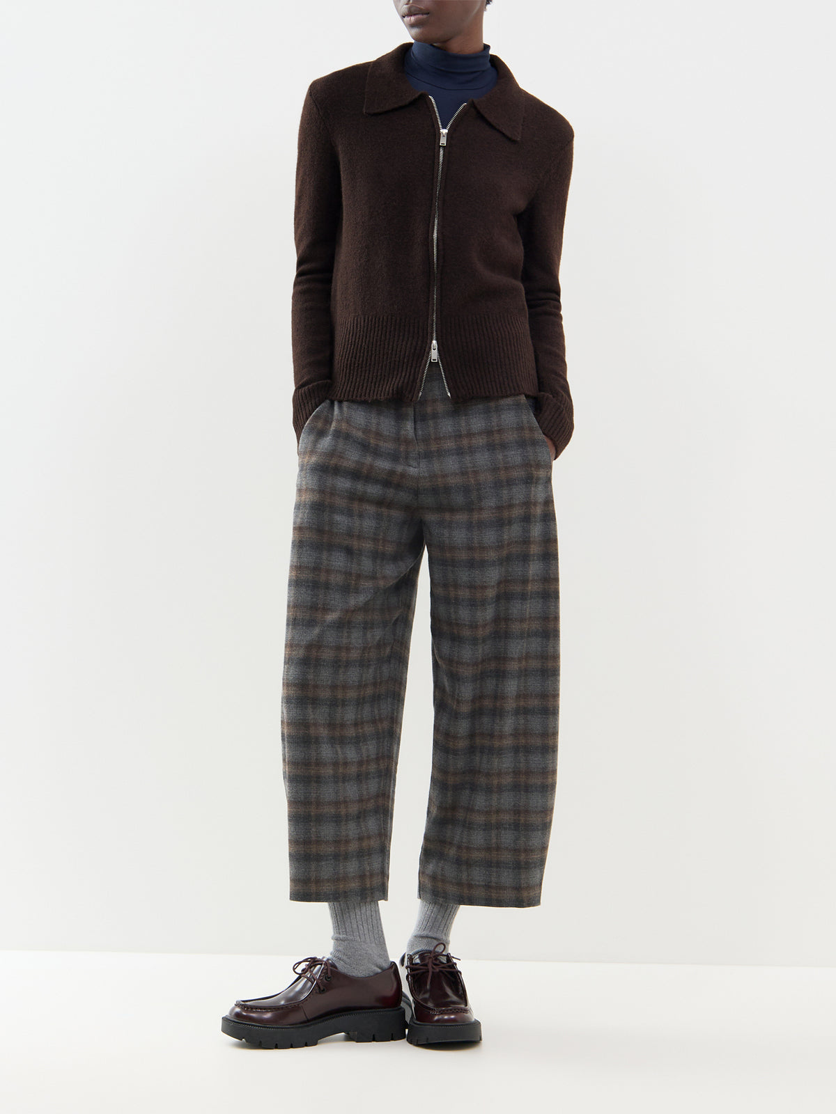 Wool Blend Zip Cardigan