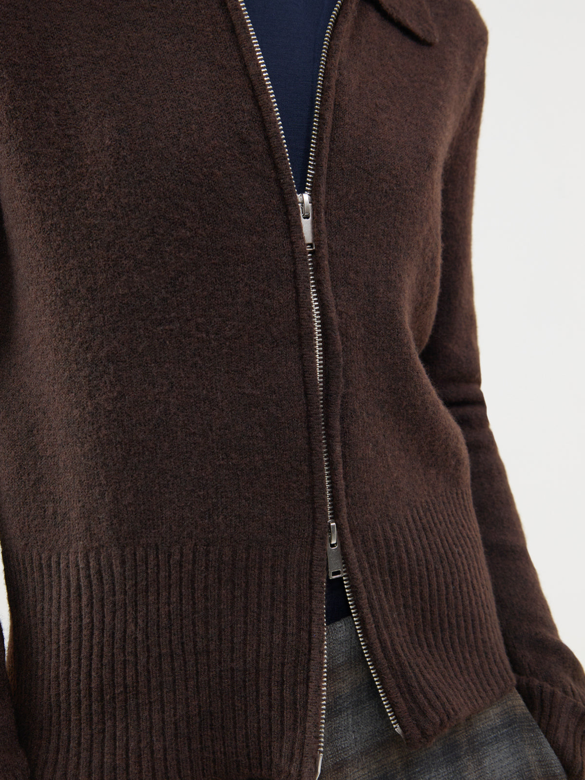 Wool Blend Zip Cardigan