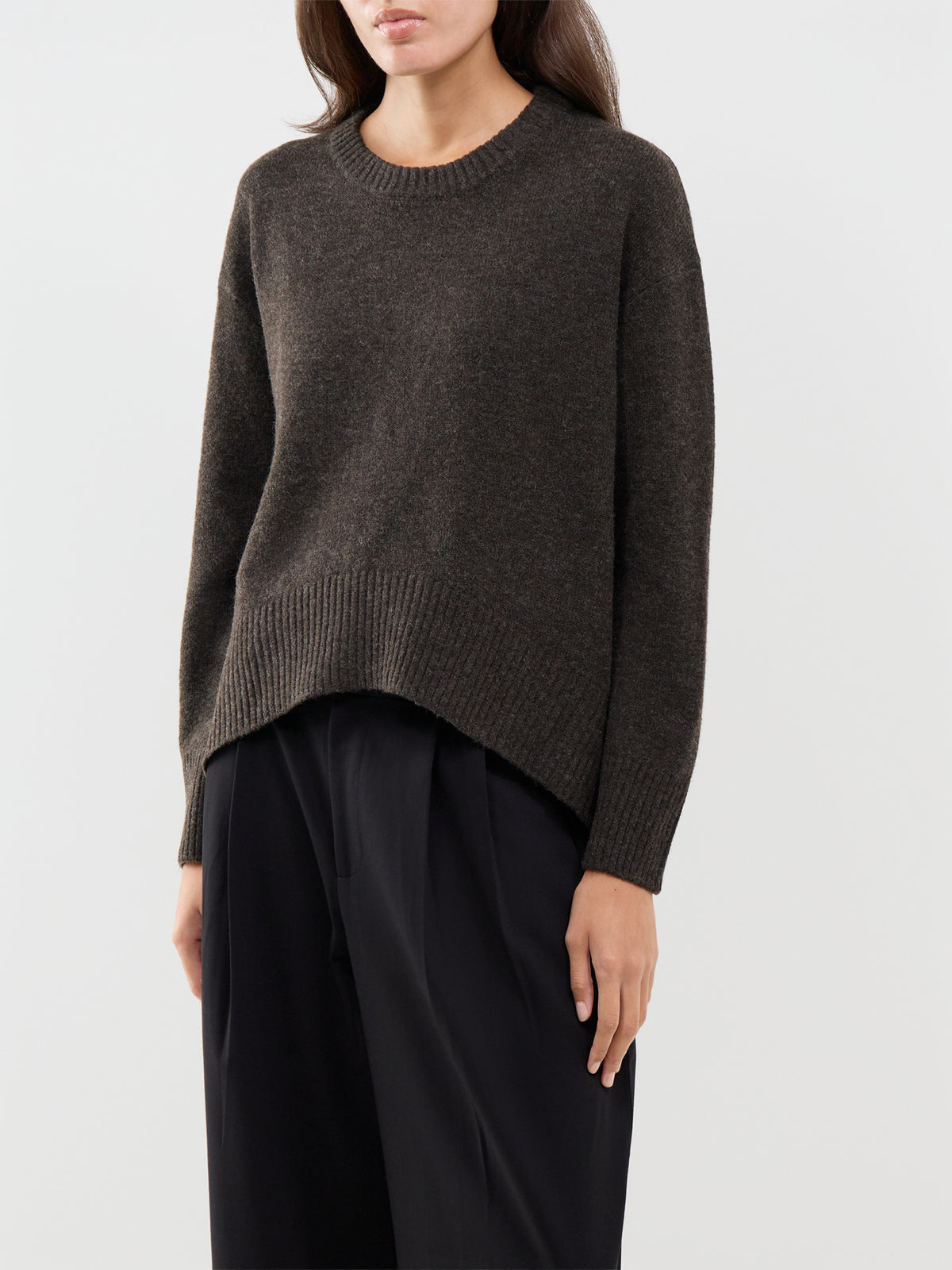 Wool Blend Alivia High-Low Crew Neck Jumper