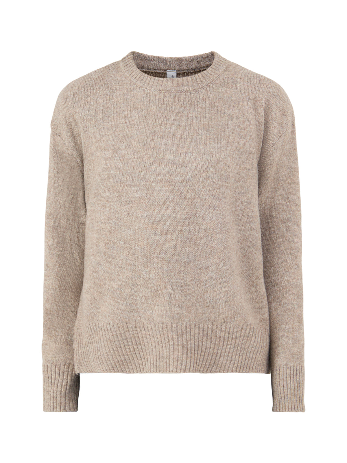 Wool Blend High-Low Crew Neck Jumper - Taupe Grey