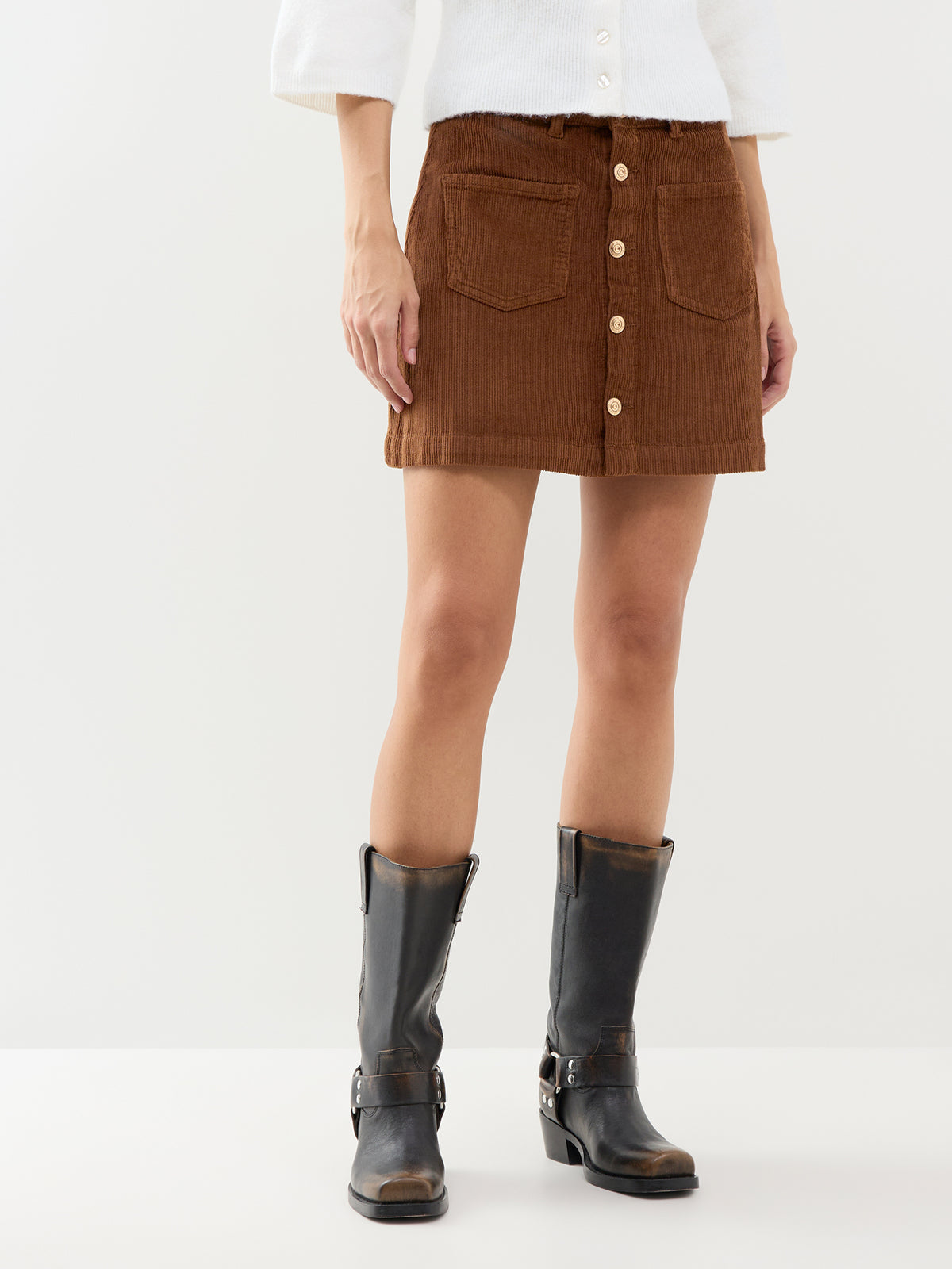 Amazing Cotton Cord Mini Skirt – Bison