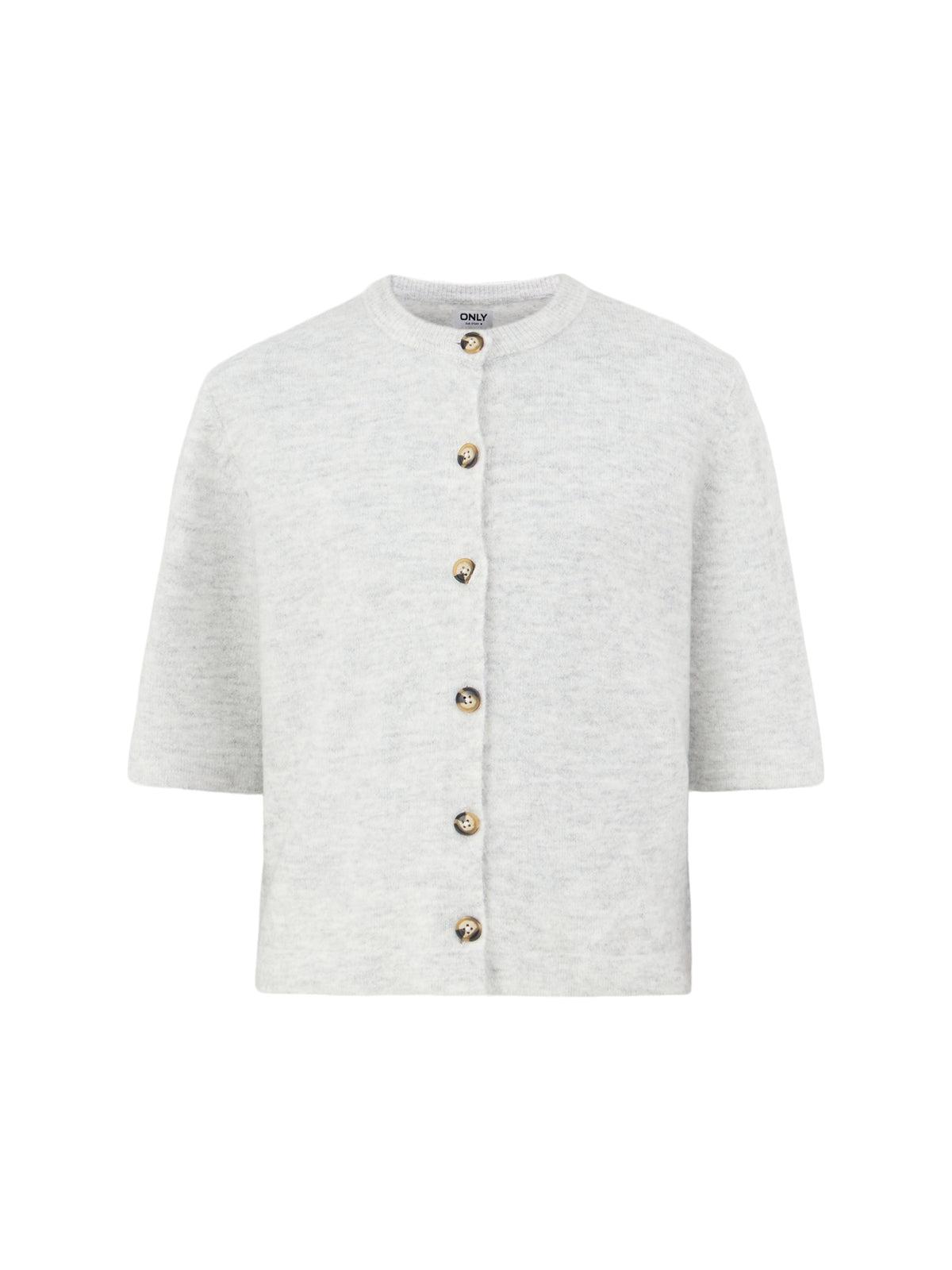 Short Sleeve Knitted Cardigan - Light Grey