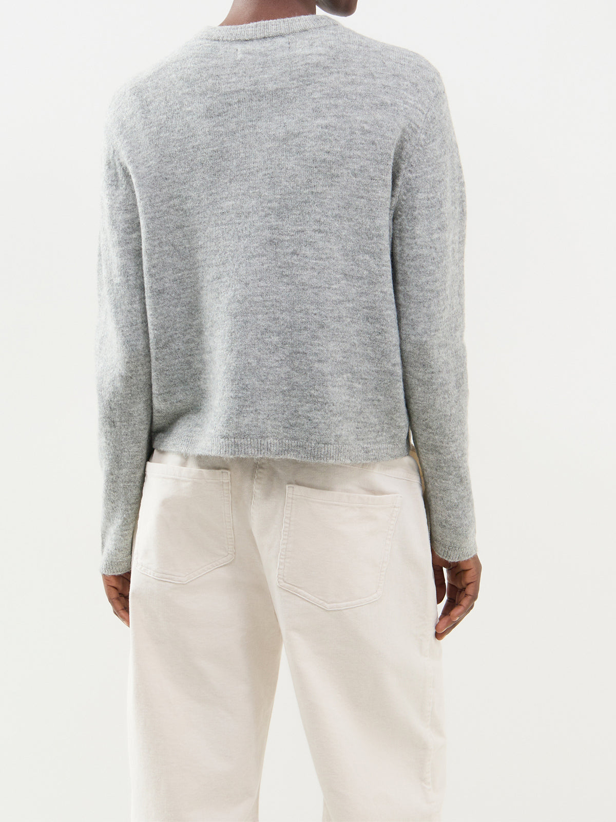 Long Sleeve Crew Neck Cardigan - Medium Grey