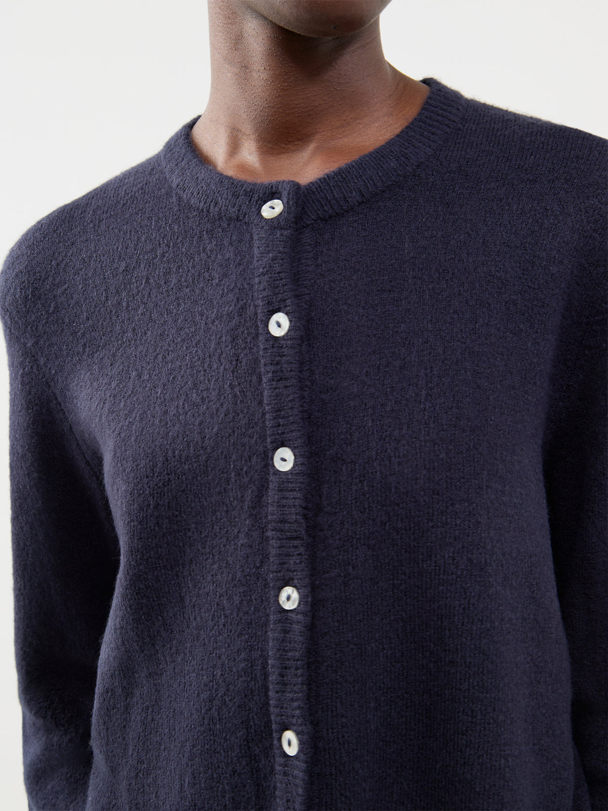 Simoni Long-Sleeved Crew Neck Cardigan - Navy