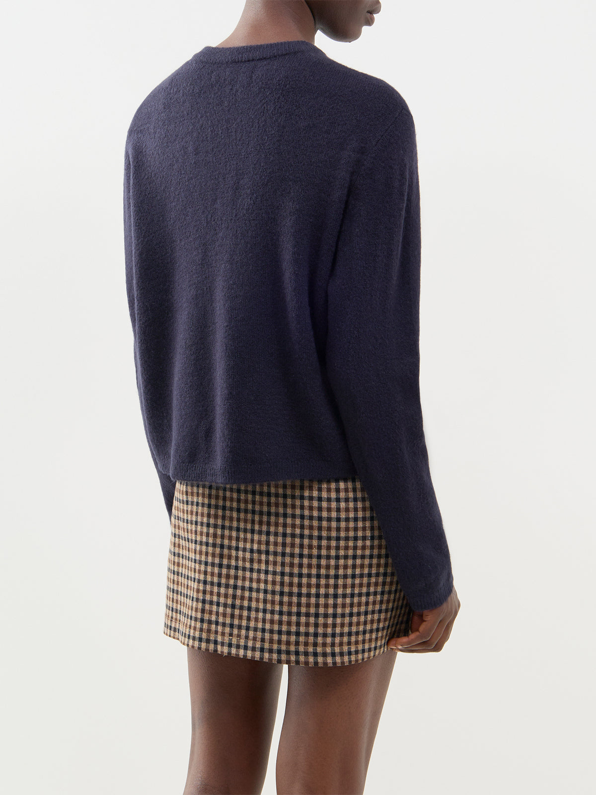Simoni Long-Sleeved Crew Neck Cardigan - Navy