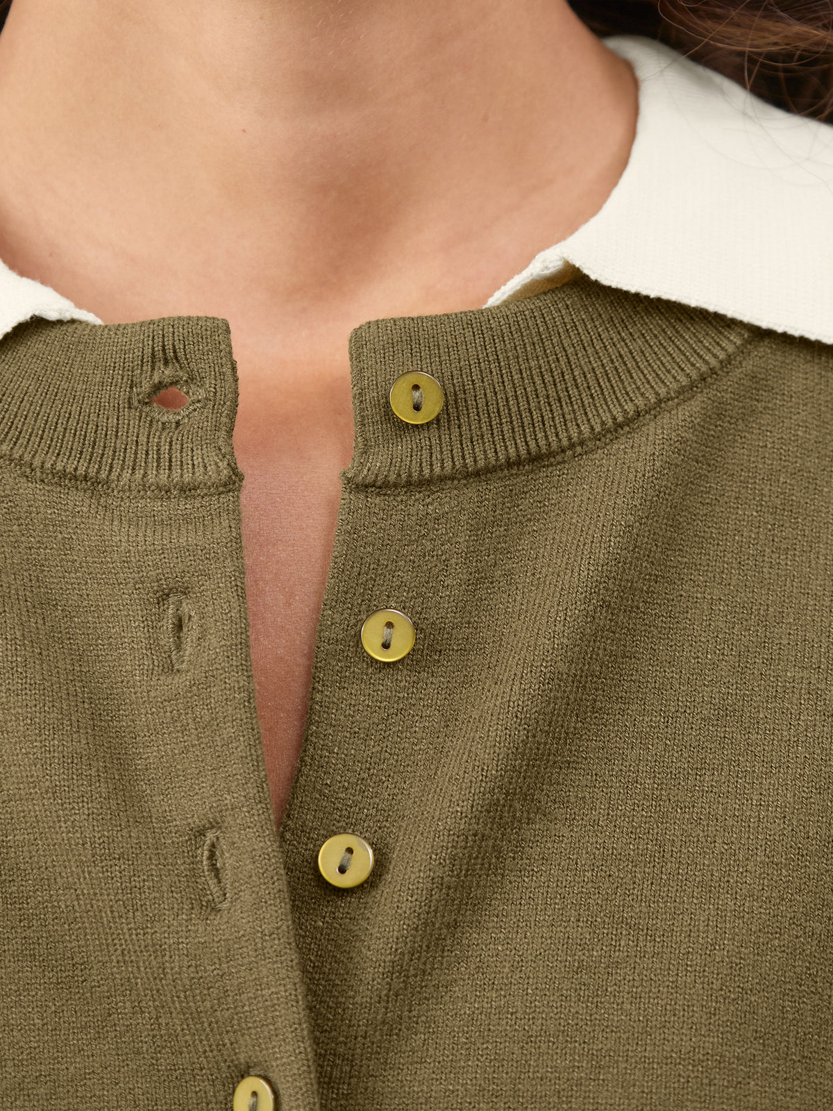 Mio Long-Sleeved Button Cardigan - Winter Moss