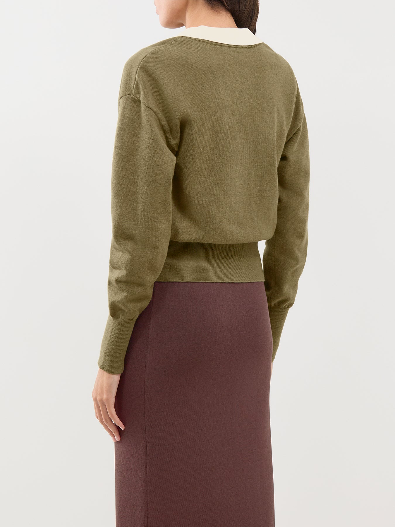 Mio Long-Sleeved Button Cardigan - Winter Moss