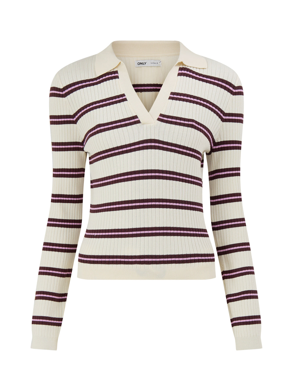 Kaya Striped Knitted Polo Jumper