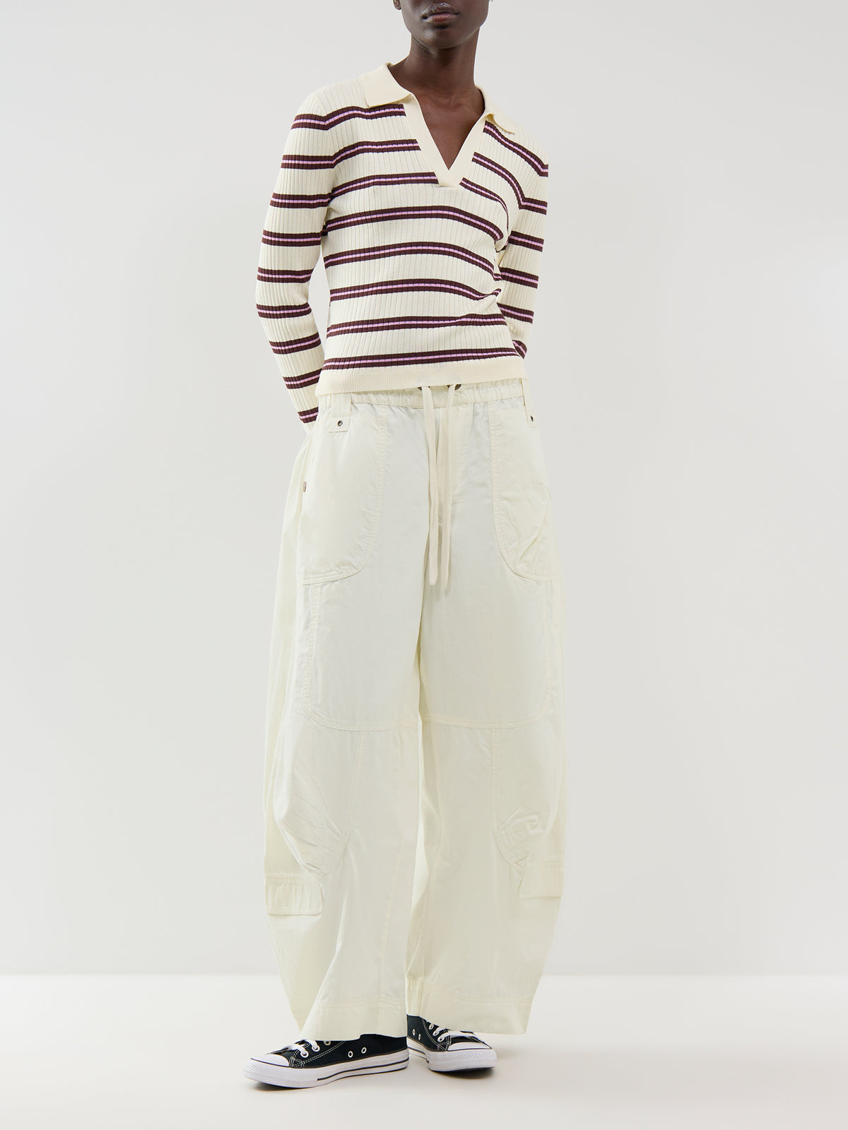 Kaya Striped Knitted Polo Jumper