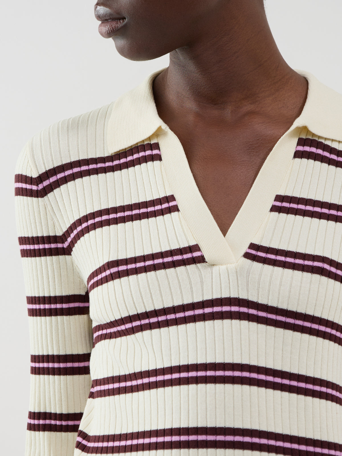 Kaya Striped Knitted Polo Jumper