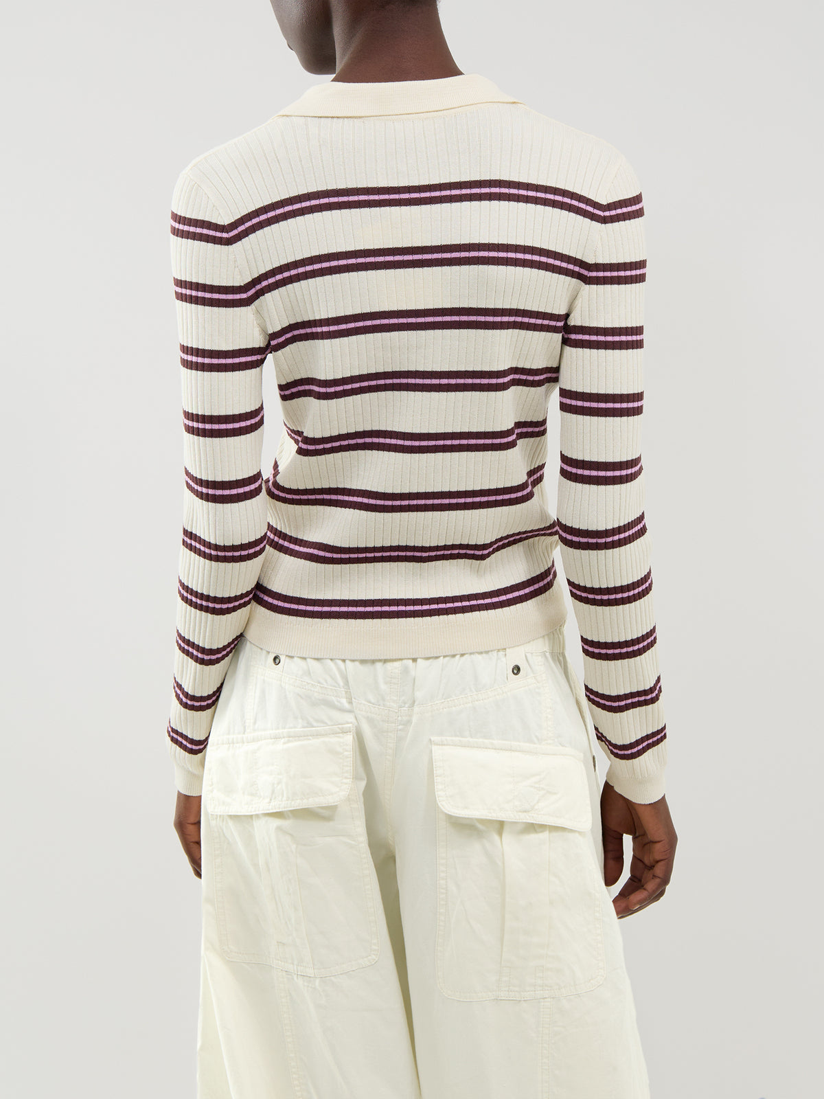 Kaya Striped Knitted Polo Jumper