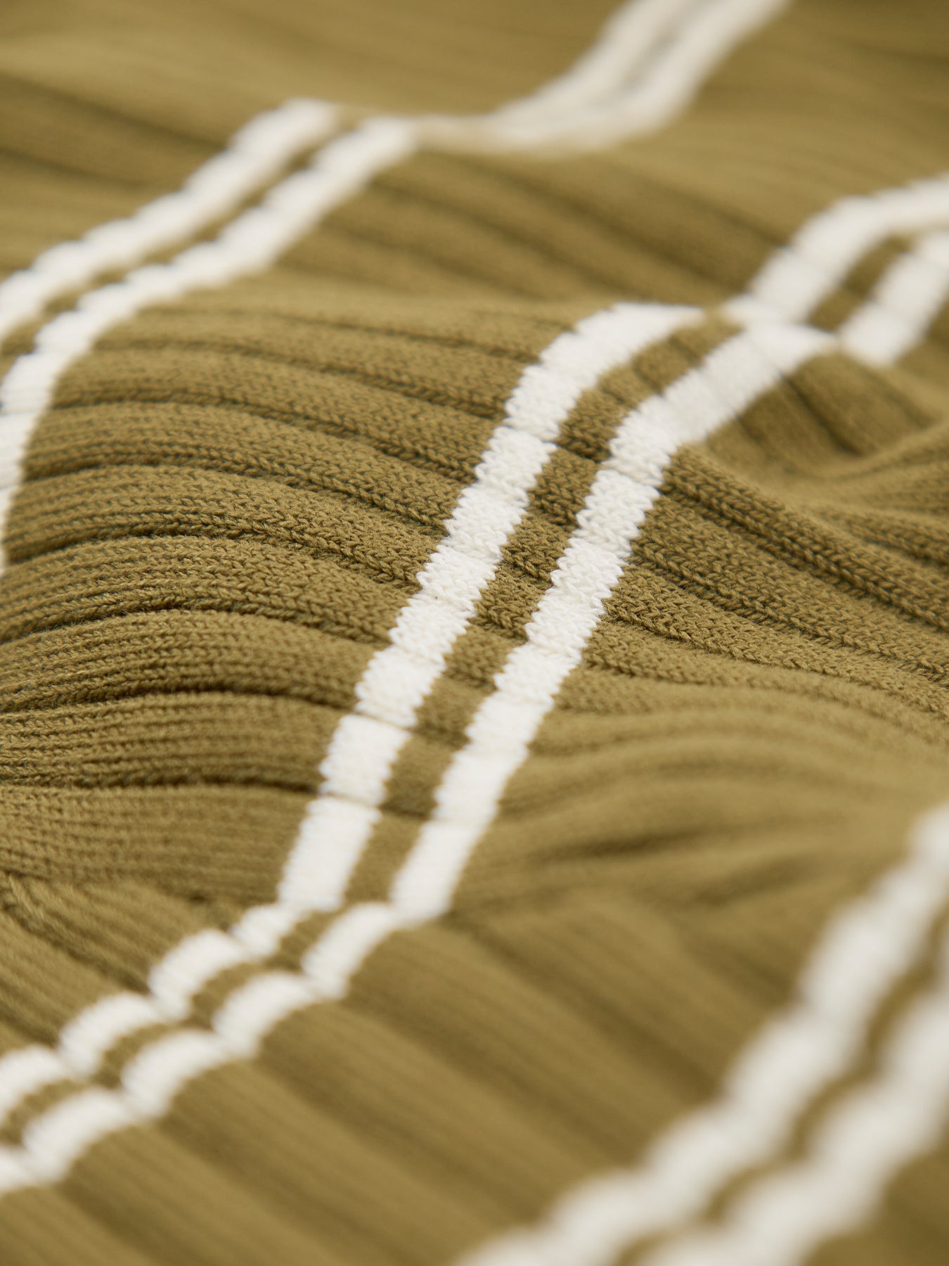 Kaya Long-Sleeved Stripe Polo Knit Jumper - Baby's Breath / Sphagnum