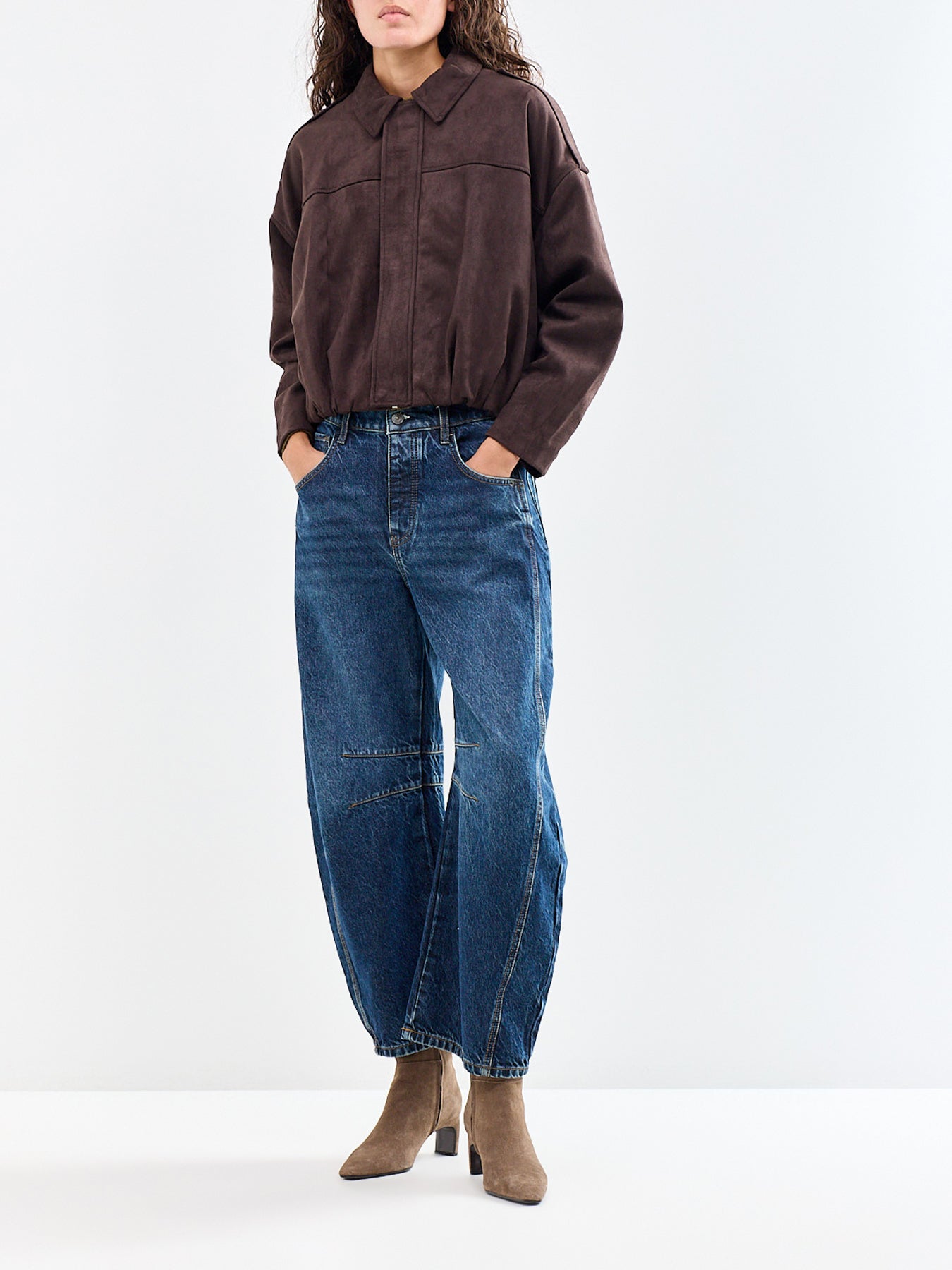 Faux Suede Bomber Jacket