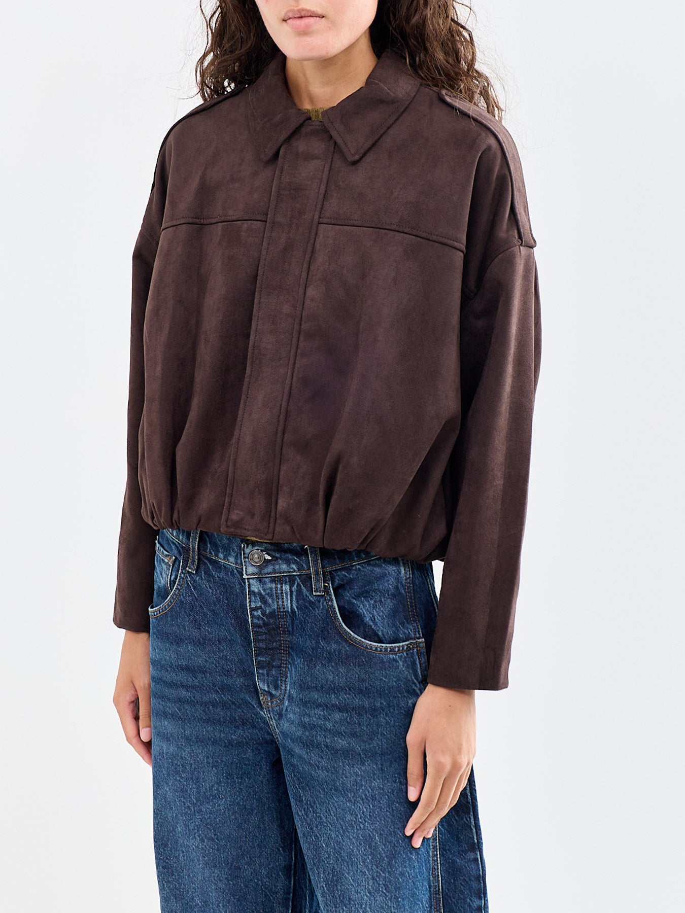 Faux Suede Bomber Jacket