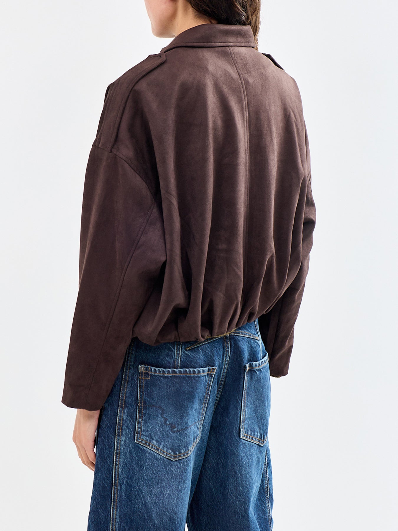 Faux Suede Bomber Jacket