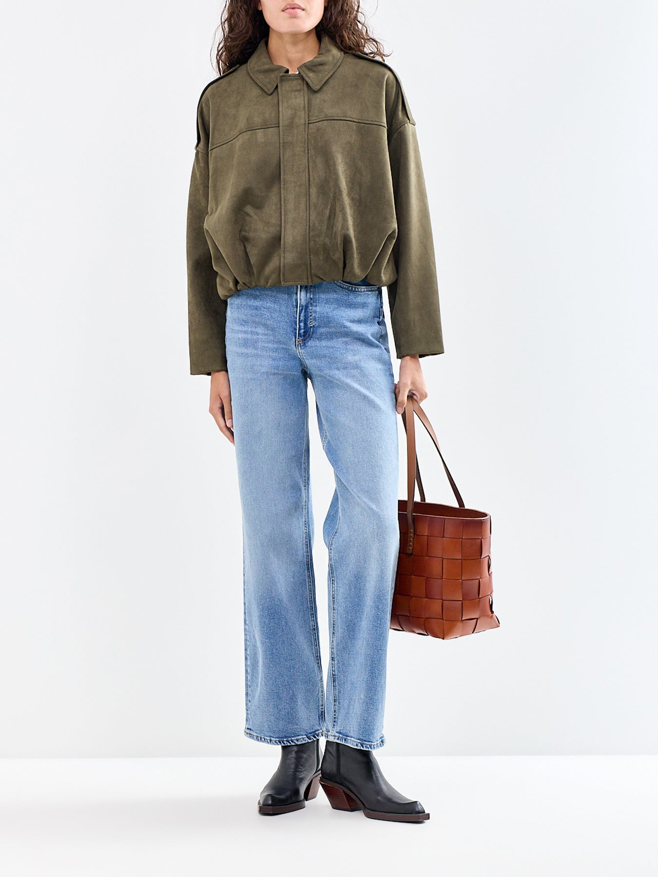 Faux Suede Bomber Jacket