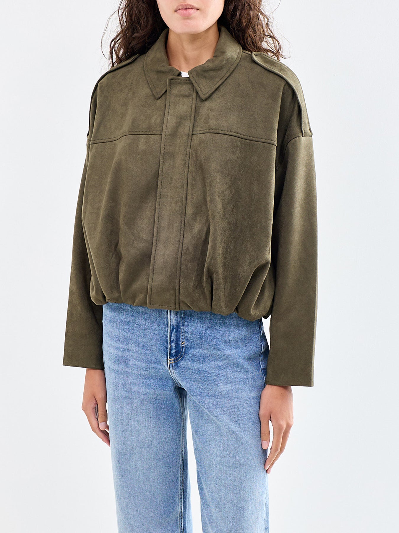 Faux Suede Bomber Jacket
