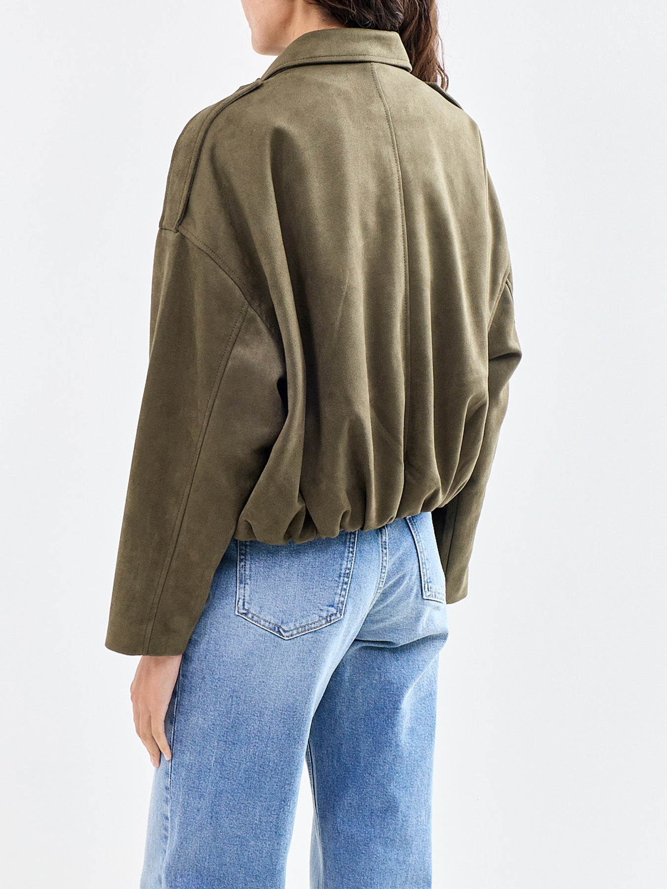 Faux Suede Bomber Jacket
