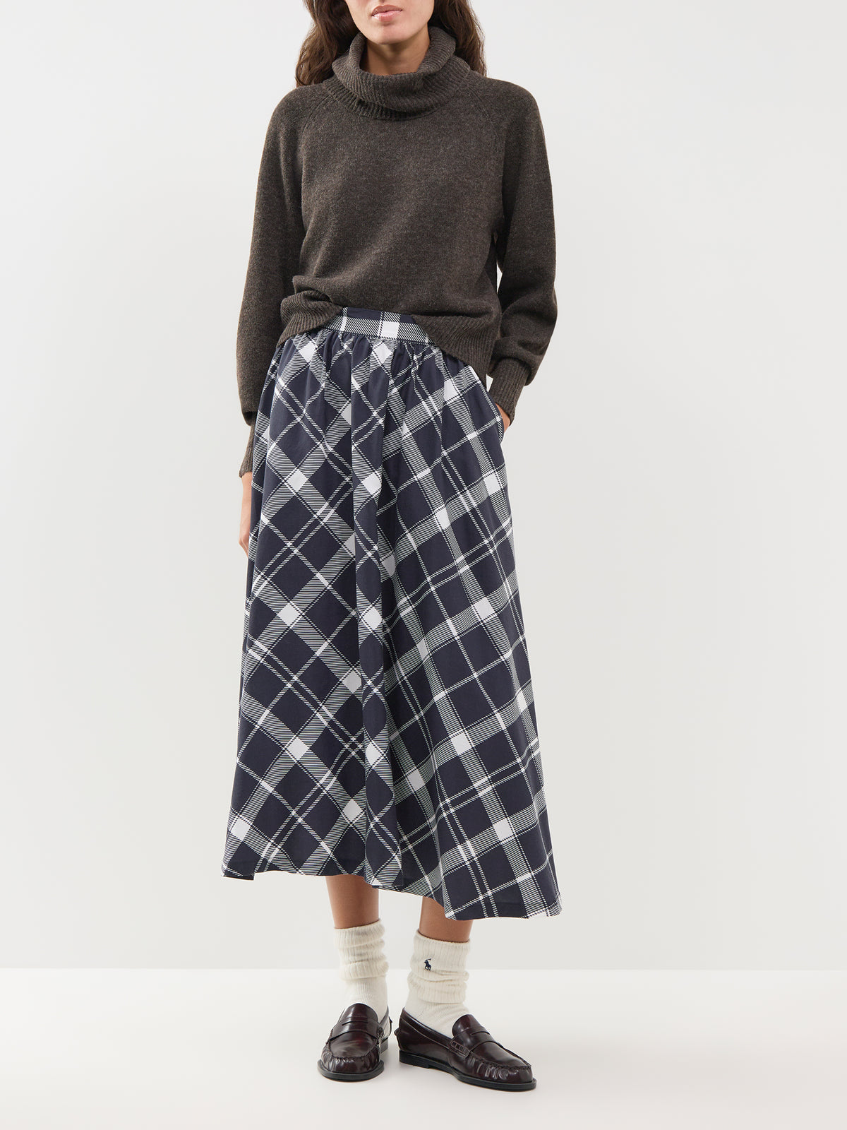 Wool Blend Olivia Roll Neck Jumper - Mole Melange