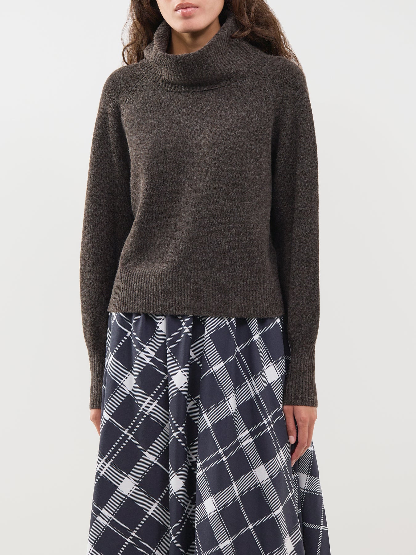 Wool Blend Olivia Roll Neck Jumper - Mole Melange