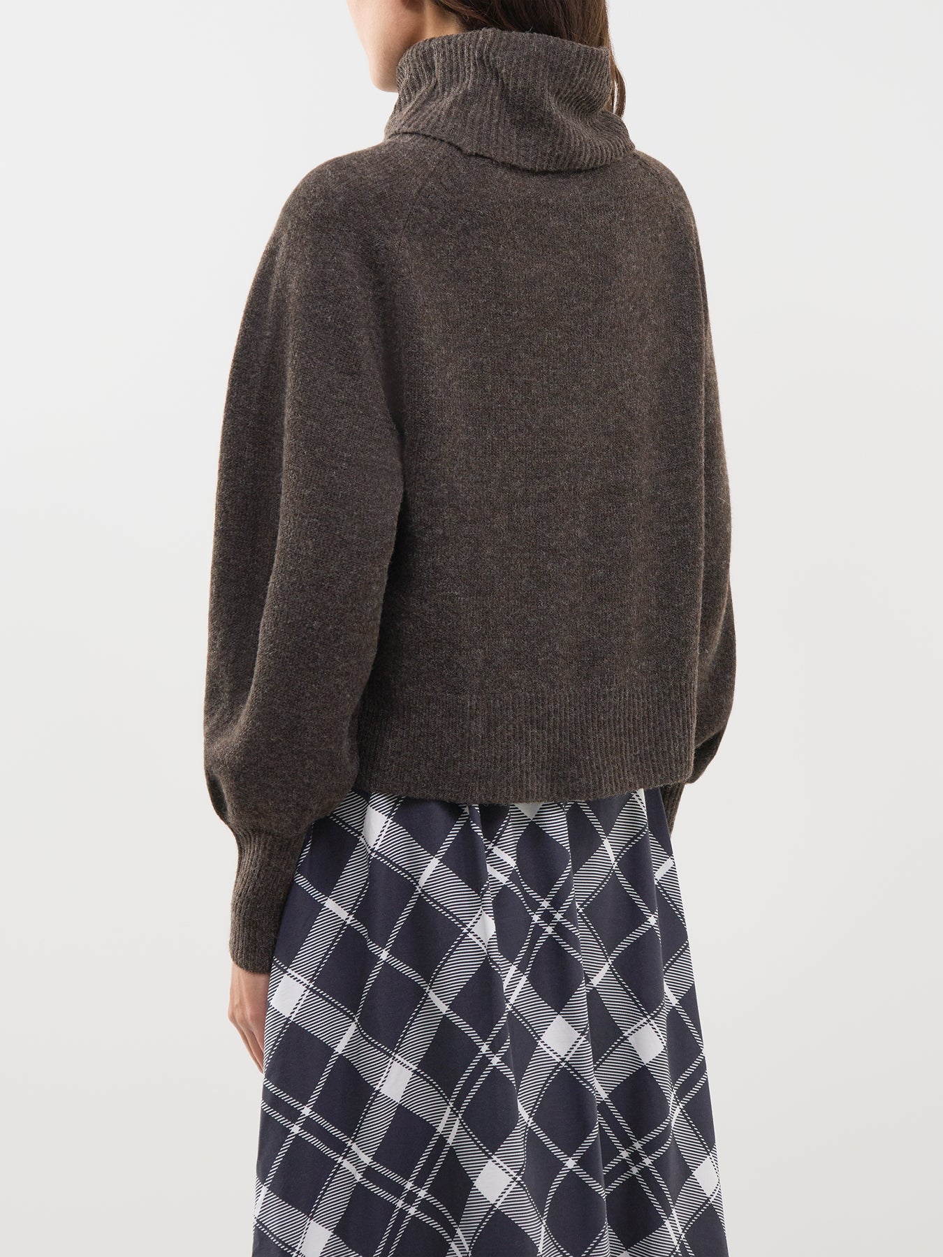 Wool Blend Olivia Roll Neck Jumper - Mole Melange