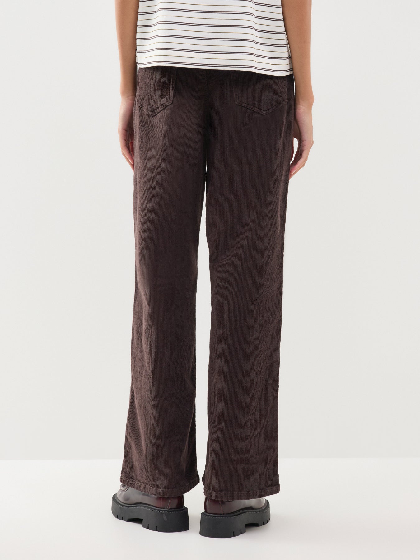Cotton Hope High-Waisted Wide Leg Cord Trousers - Black Coffee