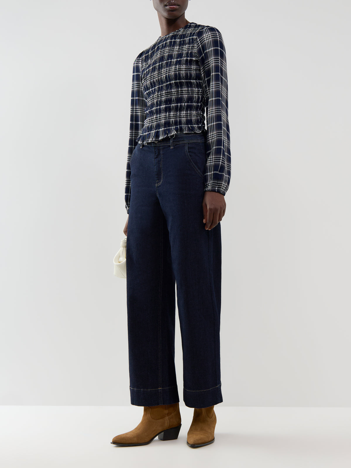 Cotton Blend Madison High-Waisted Wide Leg Jeans