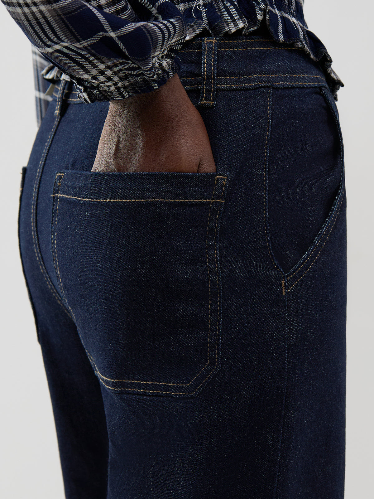 Cotton Blend Madison High-Waisted Wide Leg Jeans