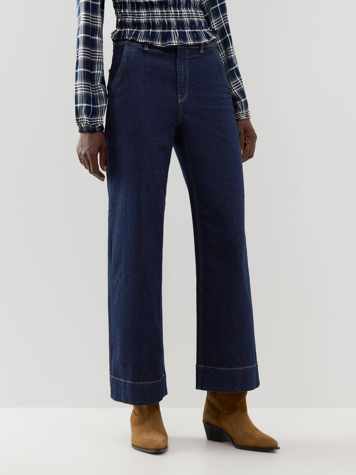 Cotton Blend Madison High-Waisted Wide Leg Jeans