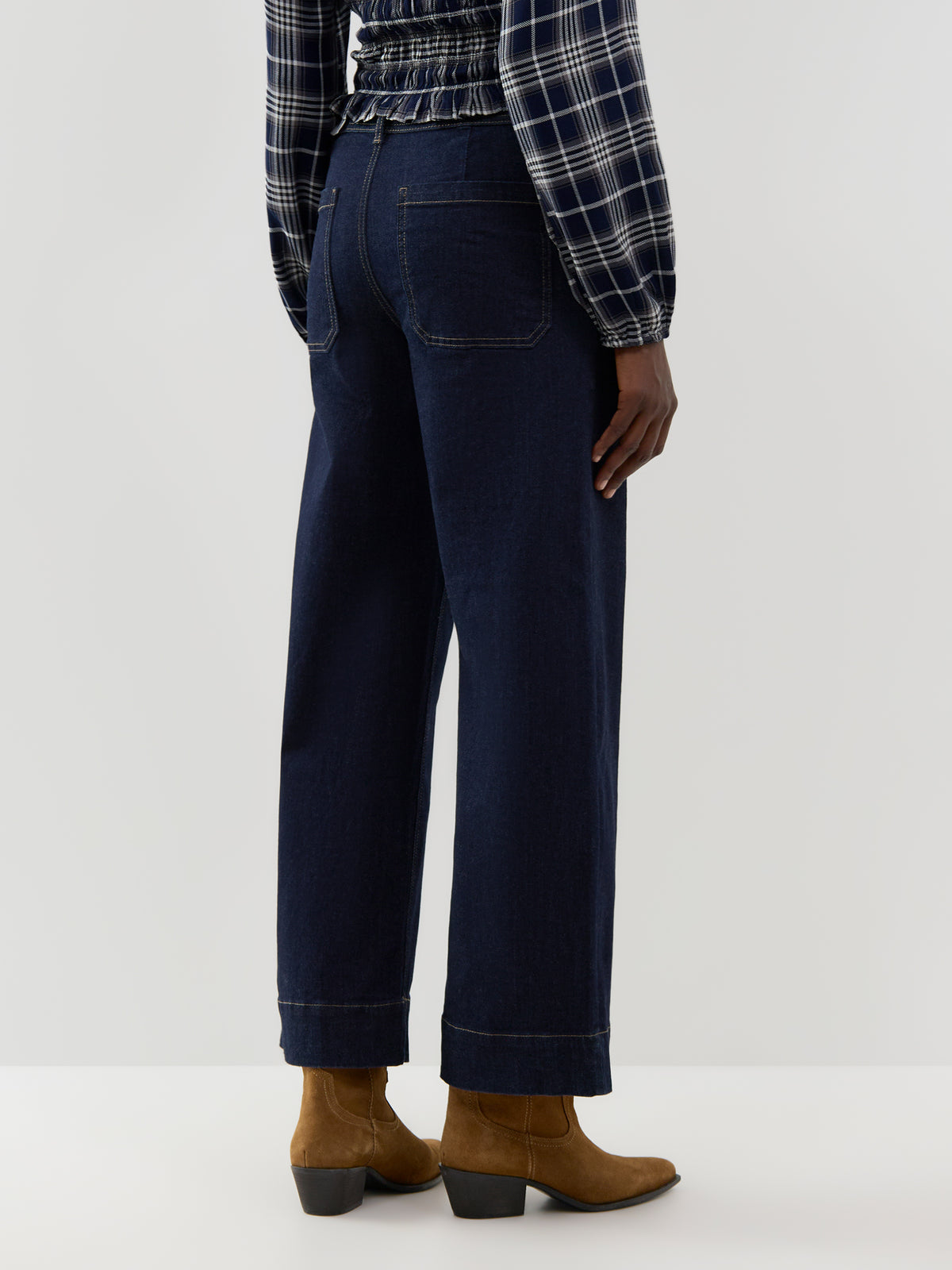 Cotton Blend Madison High-Waisted Wide Leg Jeans